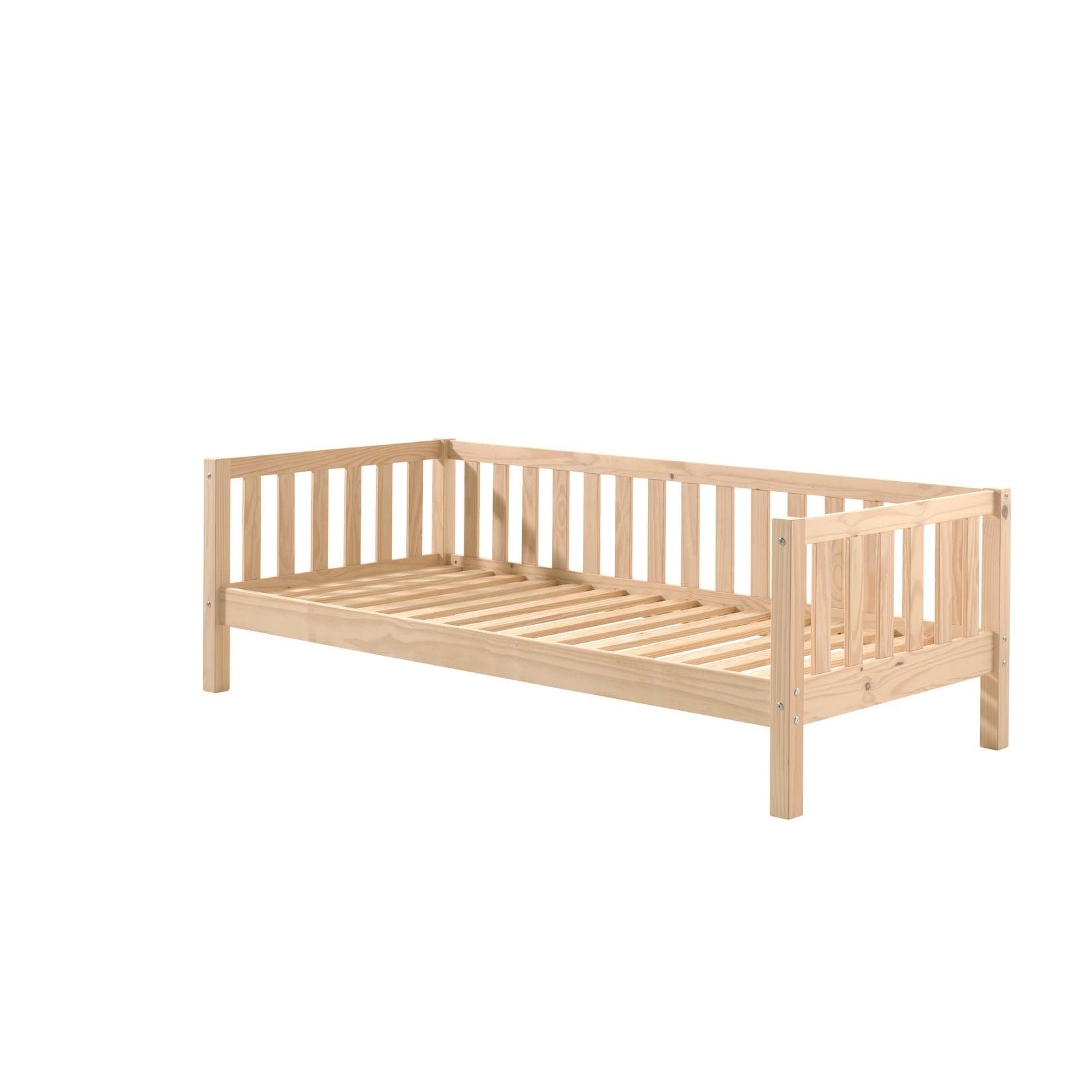 Bett mit Sprossenumrandung aus Massivholz - Einzelbett | Milky Pine & Weiß