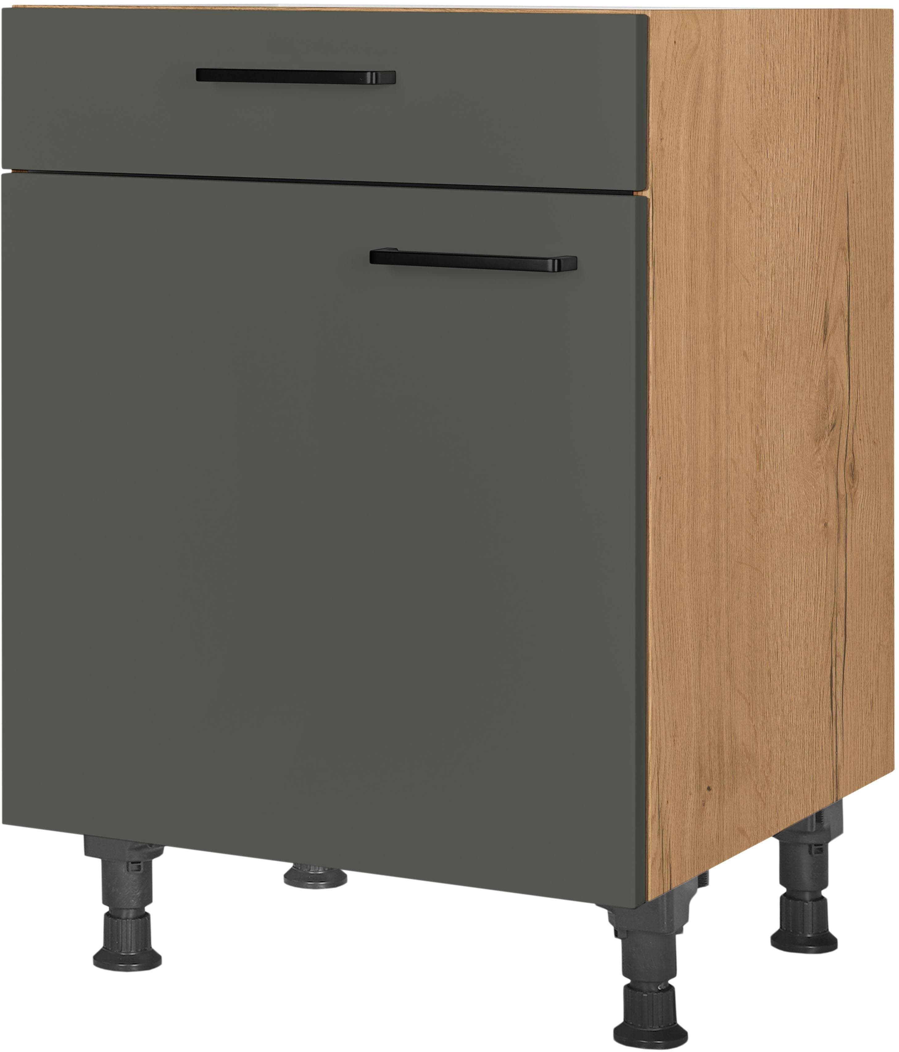 NOBILIA Easytouch Unterschrank Grün Eiche 60cm