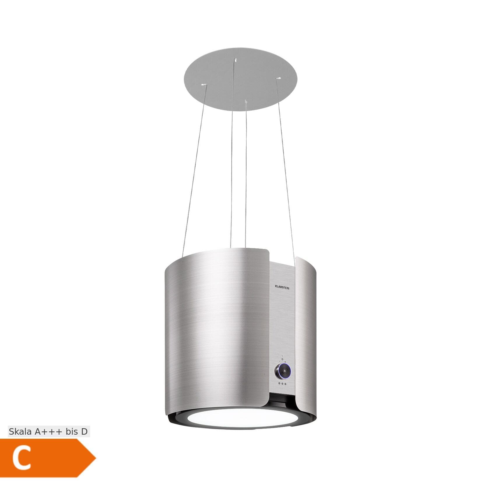 Klarstein Skyfall Inselabzugshaube 45cm Umluft LED Weiß/Silber