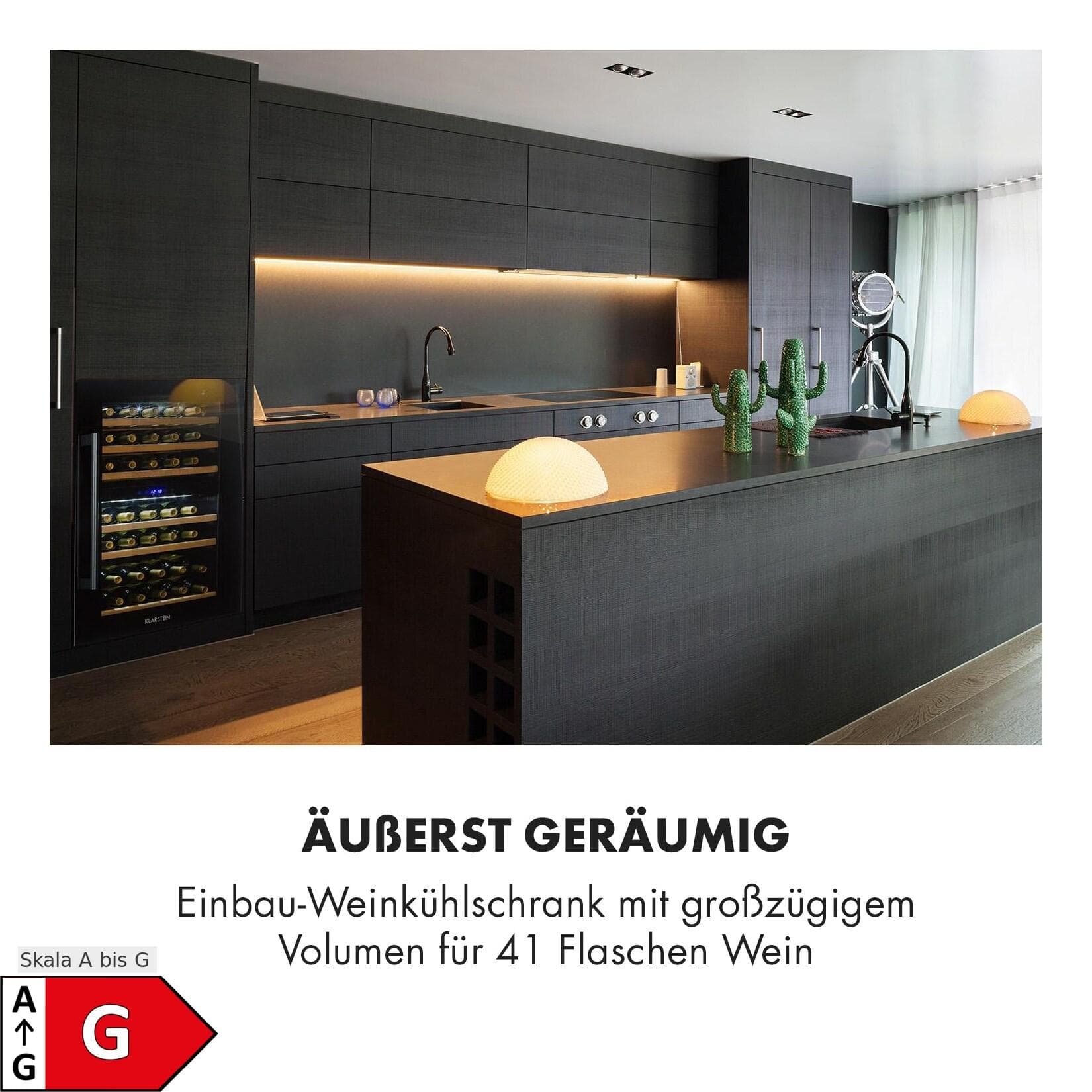 Klarstein Vinsider 41 Built-in Duo Onyx Einbau-Weinkühlschwarz 2 Zonen