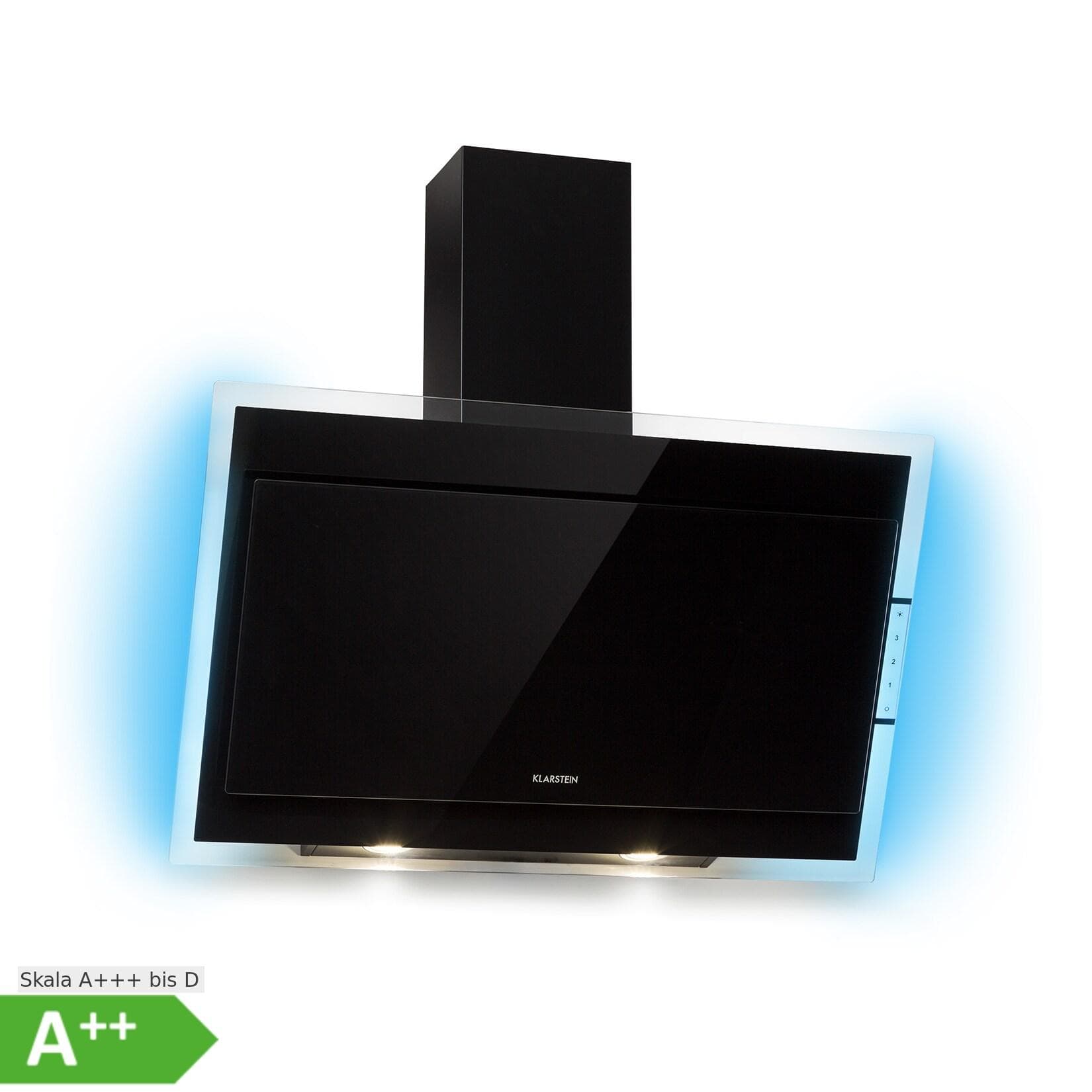 Klarstein Mirage 90 Dunstabzugshaube 550 m³/h Touch-Panel RGB-Ambiente-Licht Schwarz