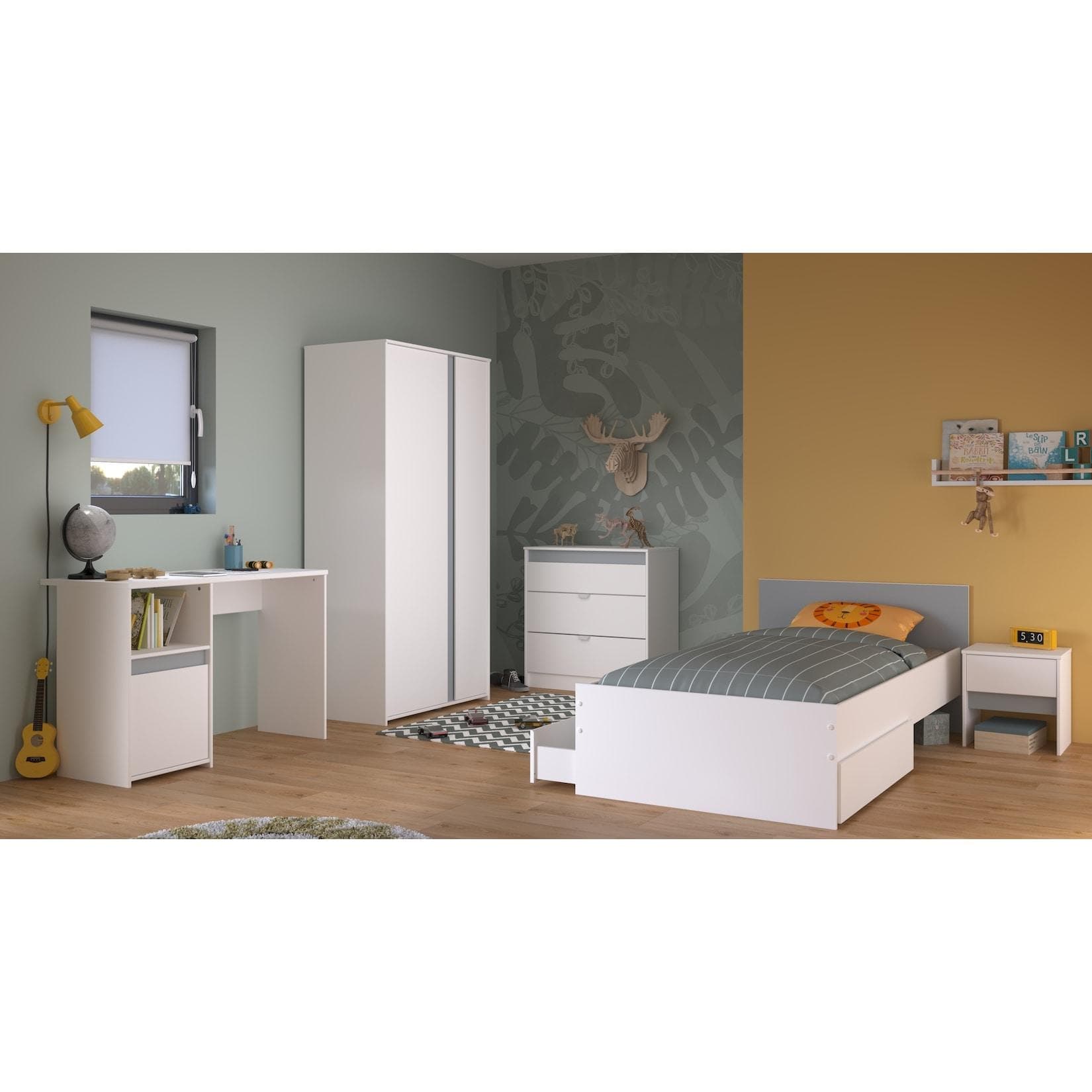 Parisot Jugendzimmer-Set Pirouette 6-tlg. Weiß/Rosa/Grau