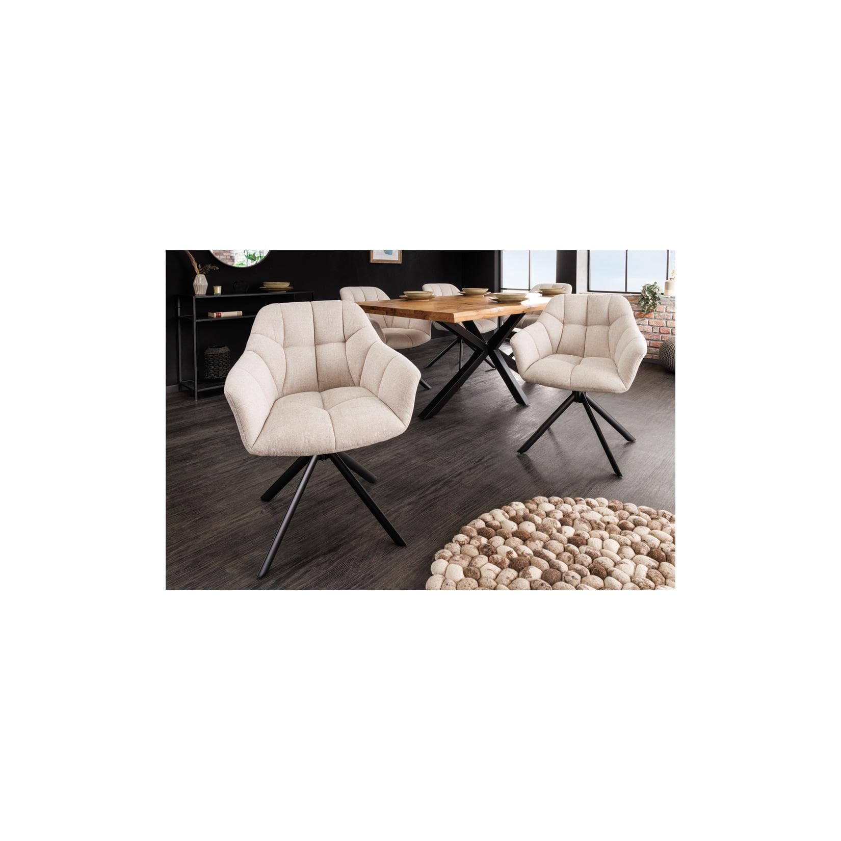 riess-ambiente Polsterstuhl PAPILLON Champagner Beige mit Armlehne 180° drehbar