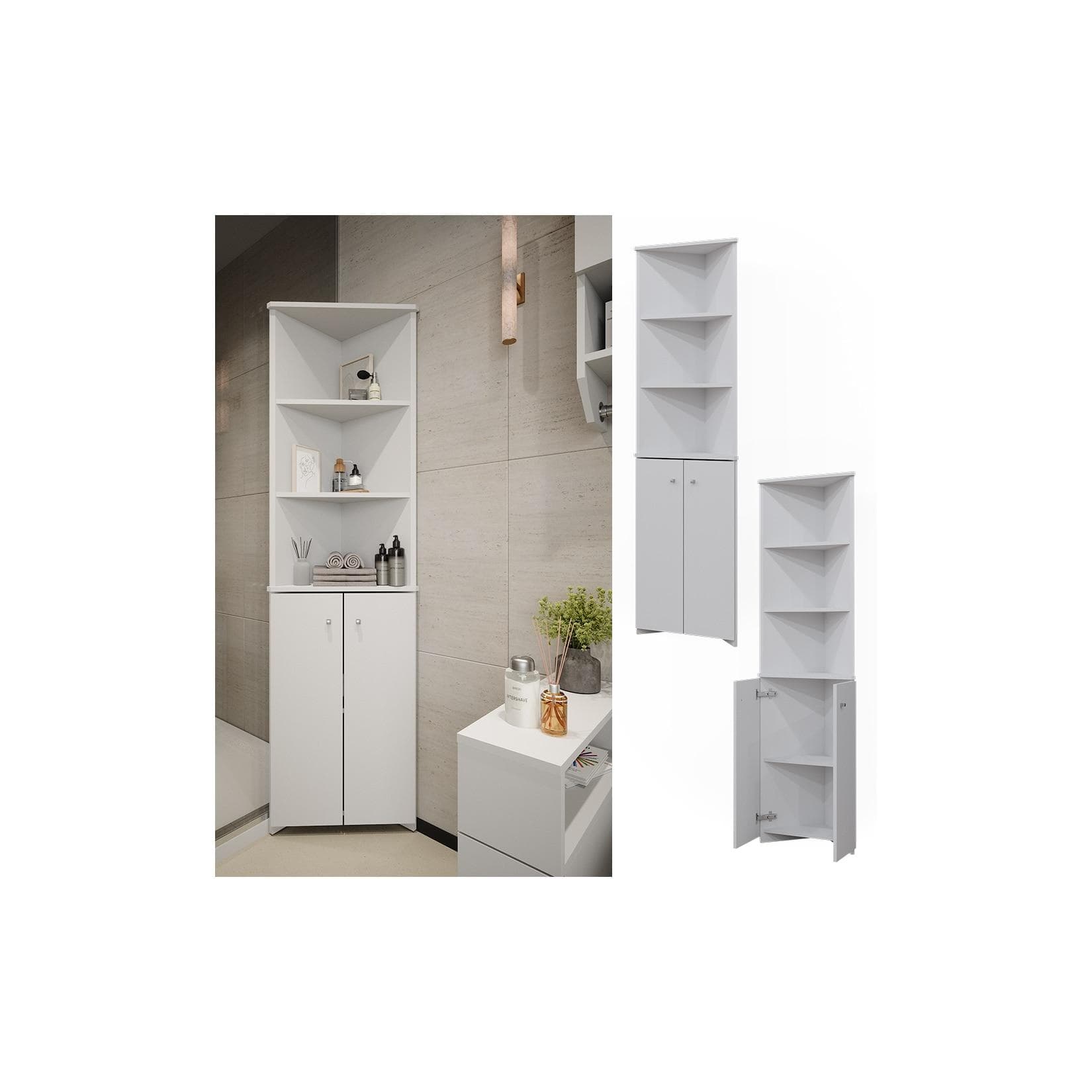 Vicco Badschrank Fynn Weiß Eckschrank 2 Türen Modern