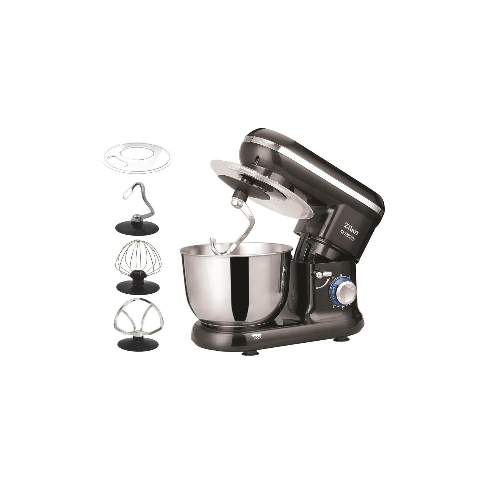 Zilan Küchenmaschine 1000 Watt 6 Geschwindigkeitsstufen Pulsfunktion 4,5L
