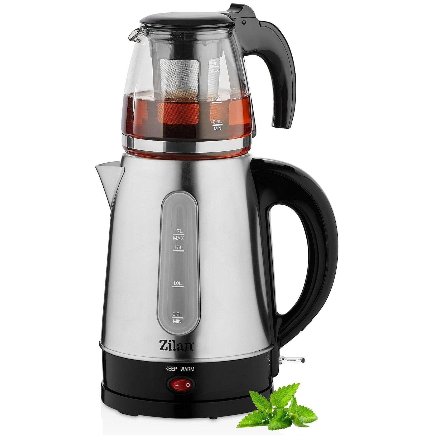 Zilan Teekocher 1,7L 2200W Edelstahl Glas BPA-Frei