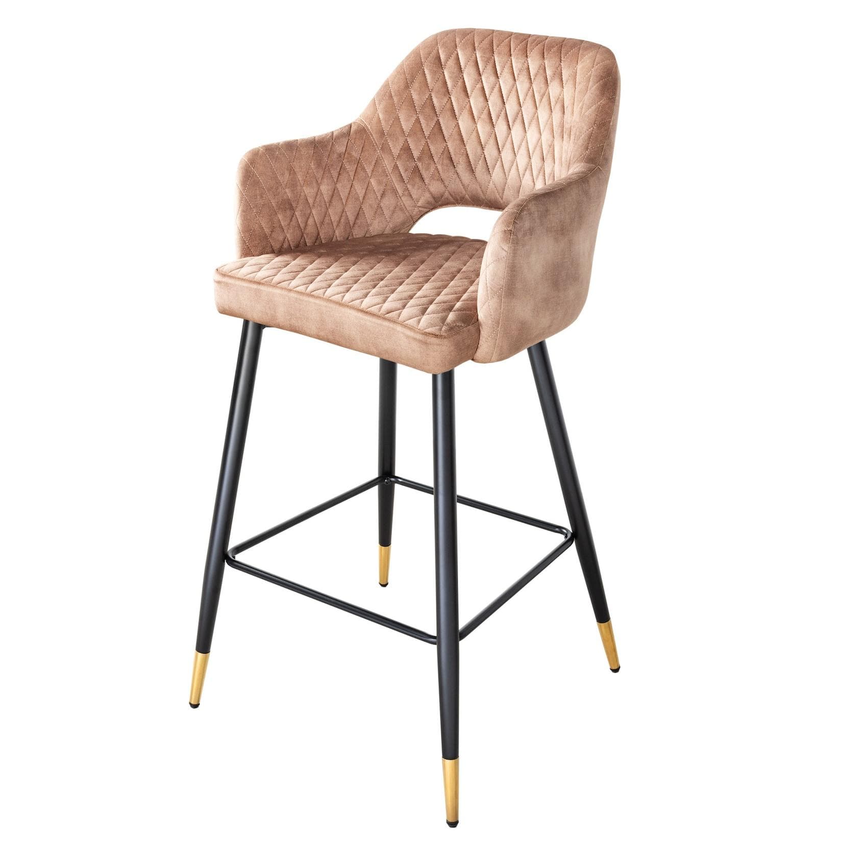 riess-ambiente Barhocker PARIS Greige Schwarz Gold Samt Metall mit Armlehne