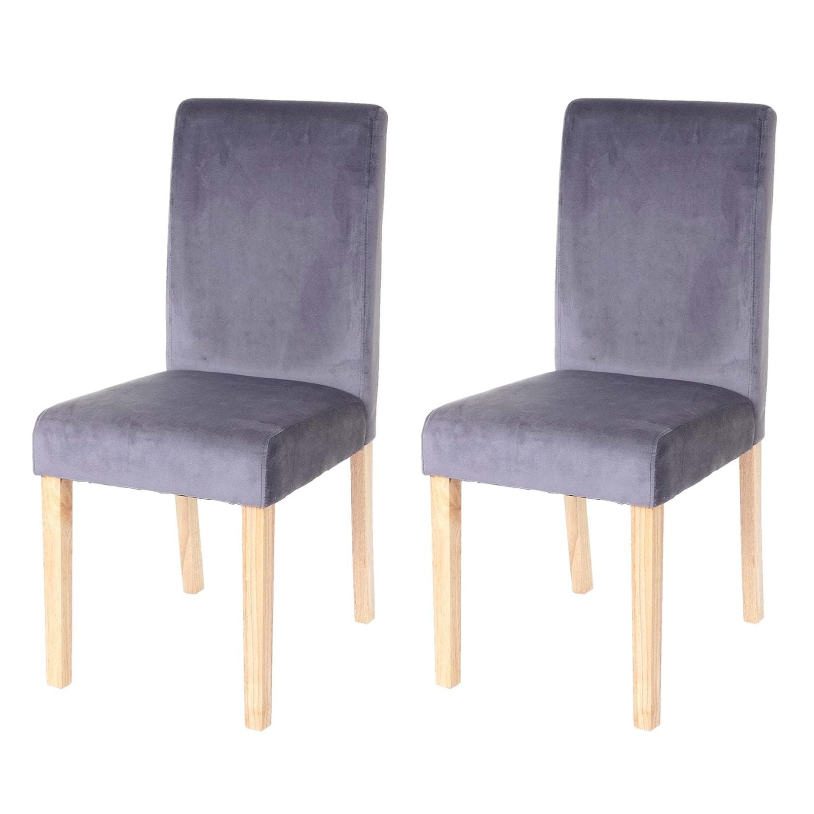 MCW 2er-Set Esszimmerstuhl Littau Grau Samt Helle Beine