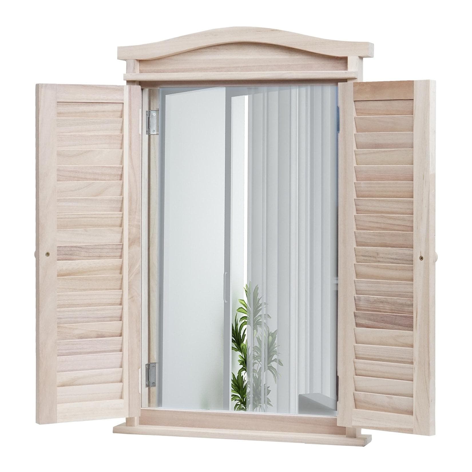 MCW Wandspiegel Badspiegel mit Fensterläden Shabby Naturfarben