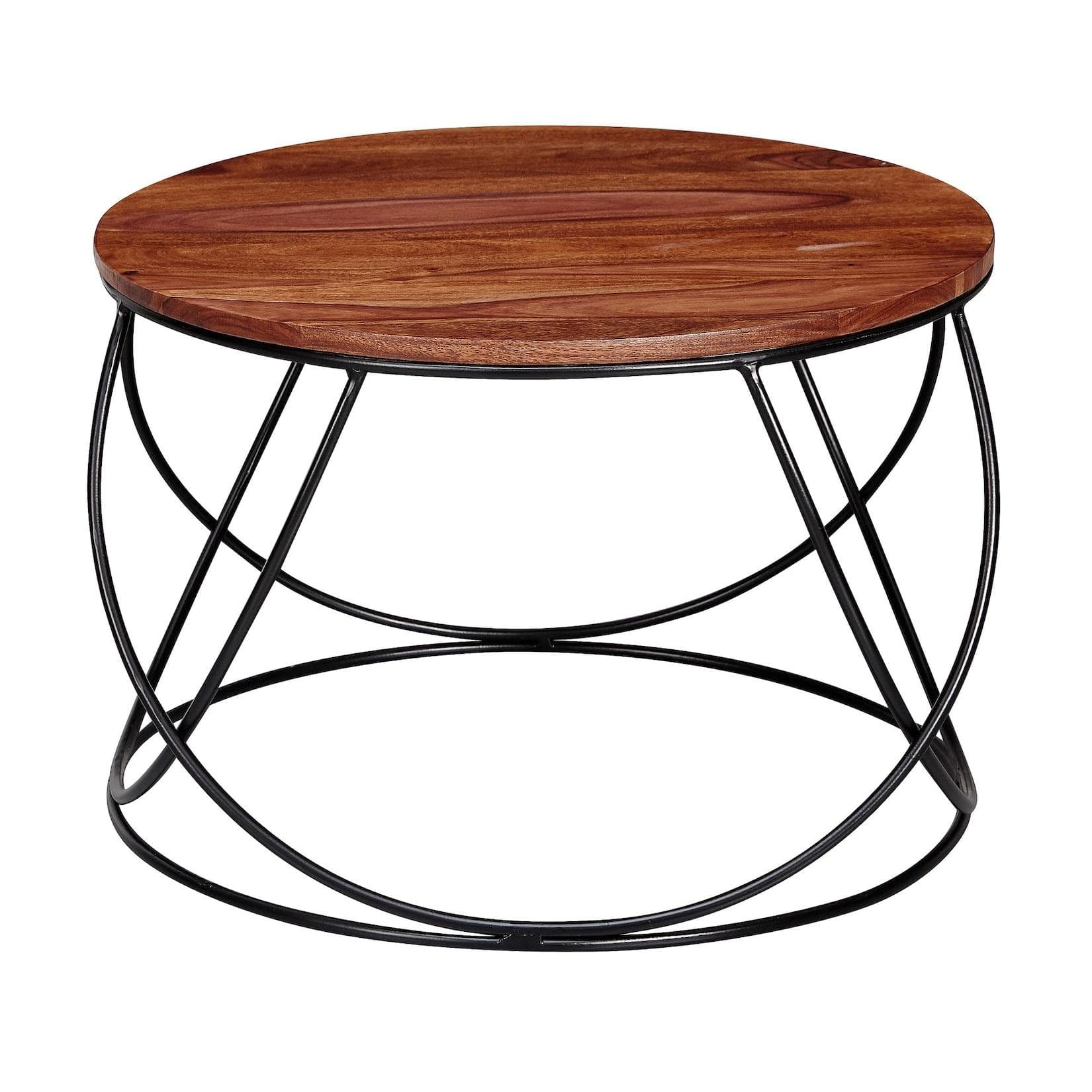 FineBuy Couchtisch Massivholz Industrial-Stil Rund