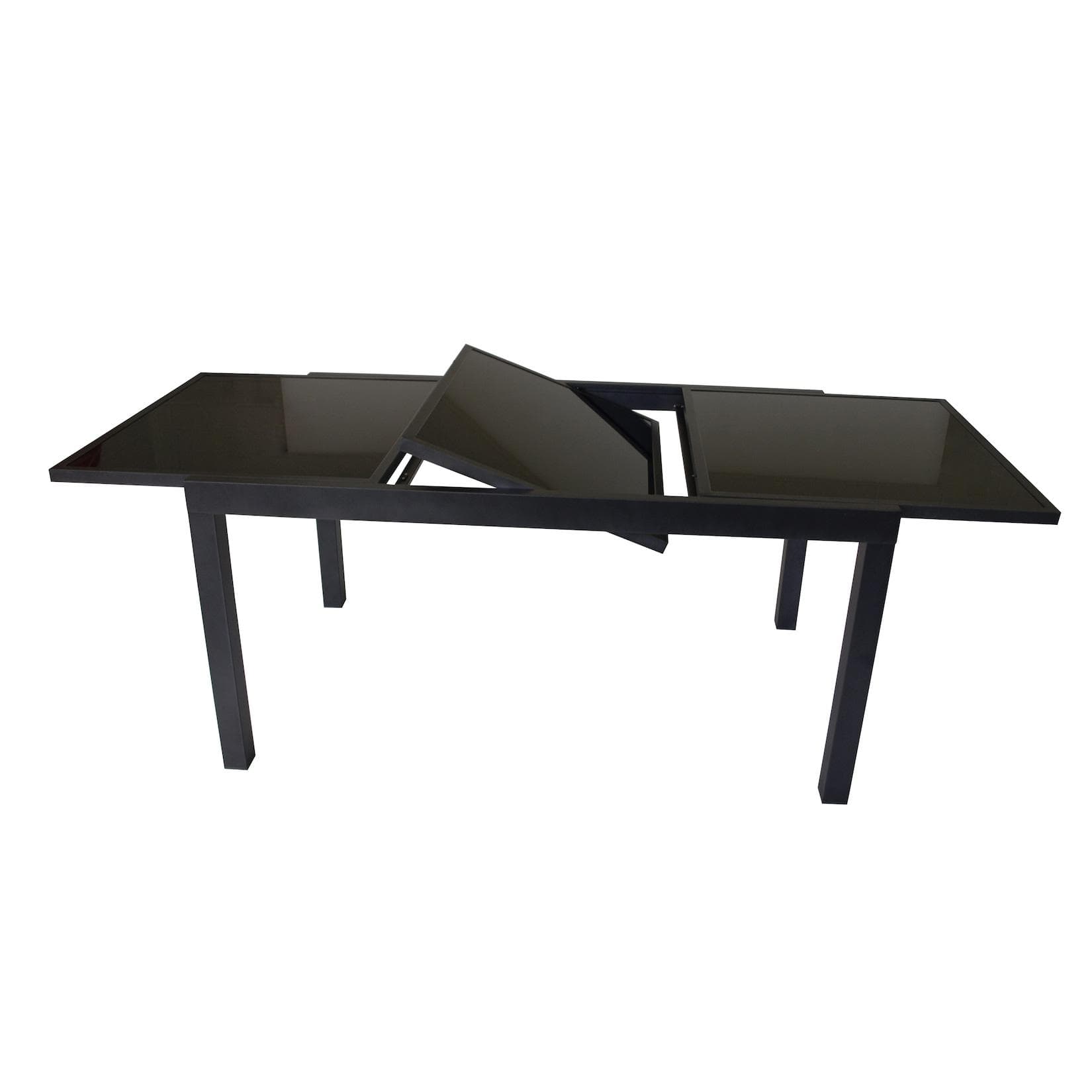 DEGAMO Ausziehtisch TORINO Aluminium Anthrazit Glas Schwarz