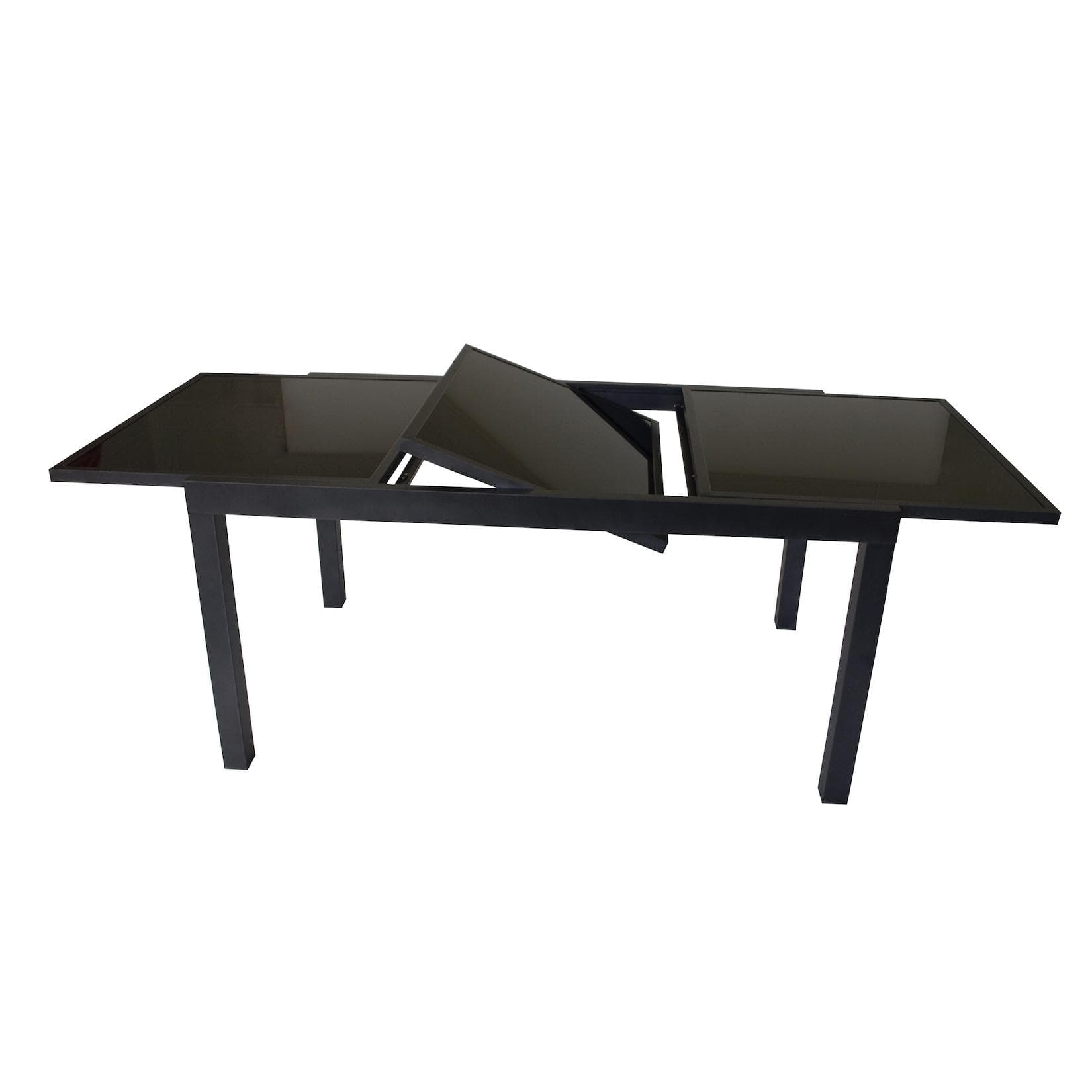 DEGAMO Ausziehtisch TORINO Aluminium Anthrazit Glas Schwarz