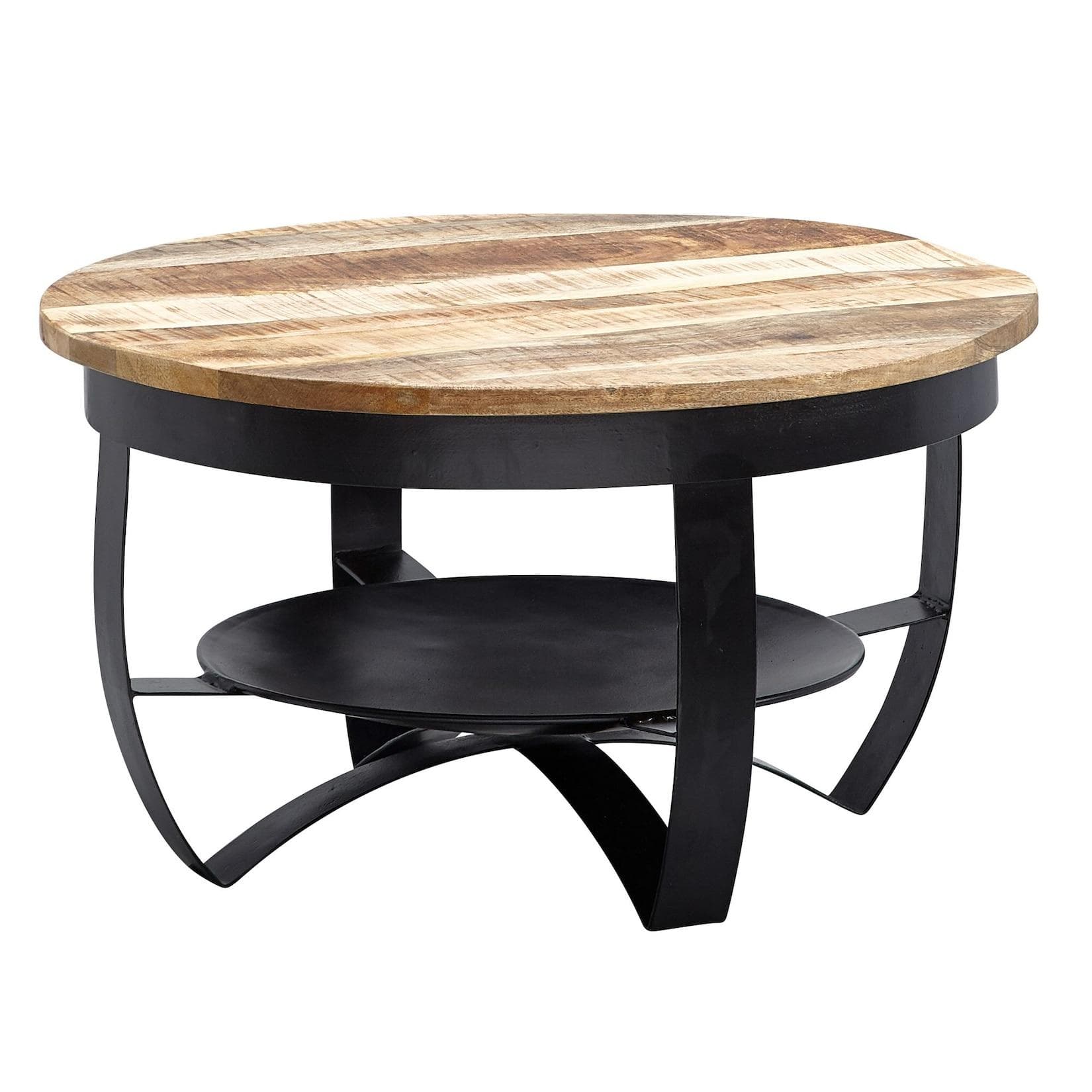 FINEBUY Couchtisch Industrial Mangoholz Metall Schwarz