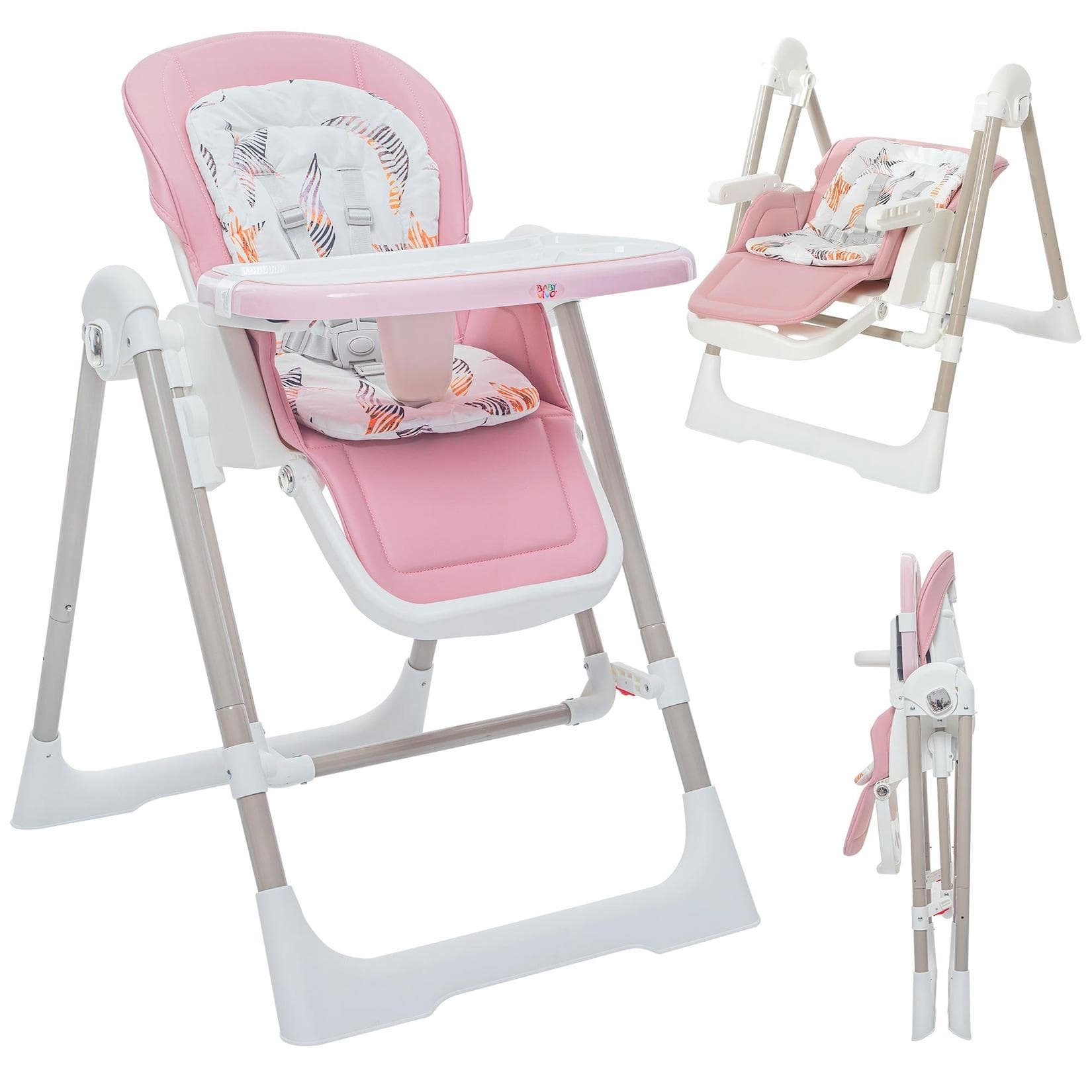 Baby Vivo 3in1 Kinderhochstuhl Lulu Rosa höhenverstellbar mit Sicherheitsgurt