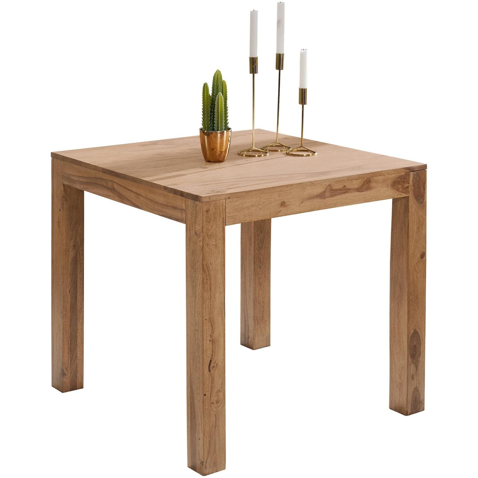 FINEBUY Esstisch 80cm Massivholz Akazie Modern