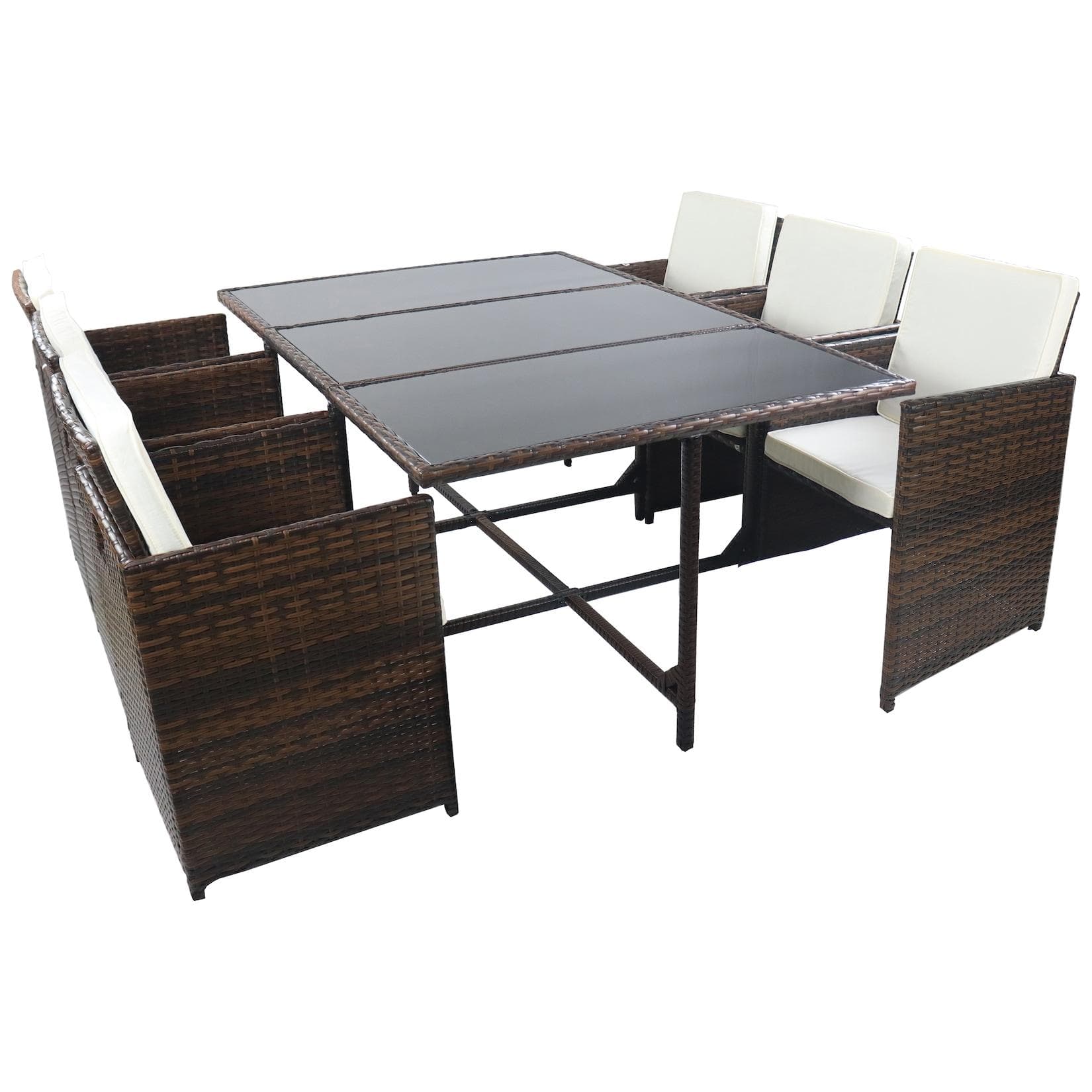 9-teilige Rattan Essgruppe für den Garten