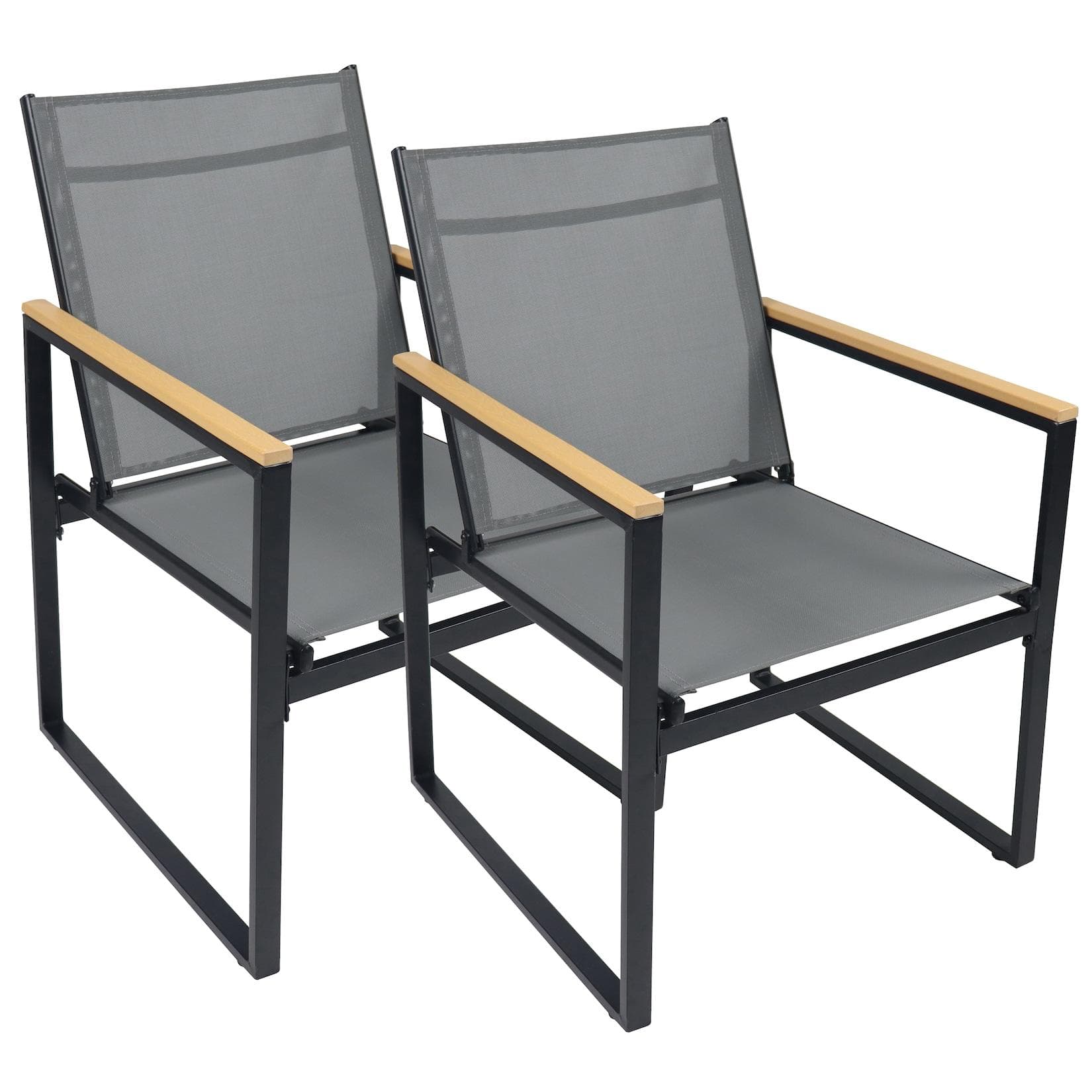 VCM Gartenstuhl Set 4-tlg. Lounge Volasi Anthrazit Metall Textilene