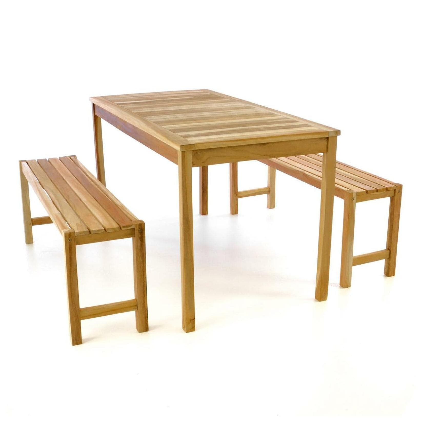 VCM 3-tlg. Garten-Essgruppe Teakholz Tisch mit Bänken Braun