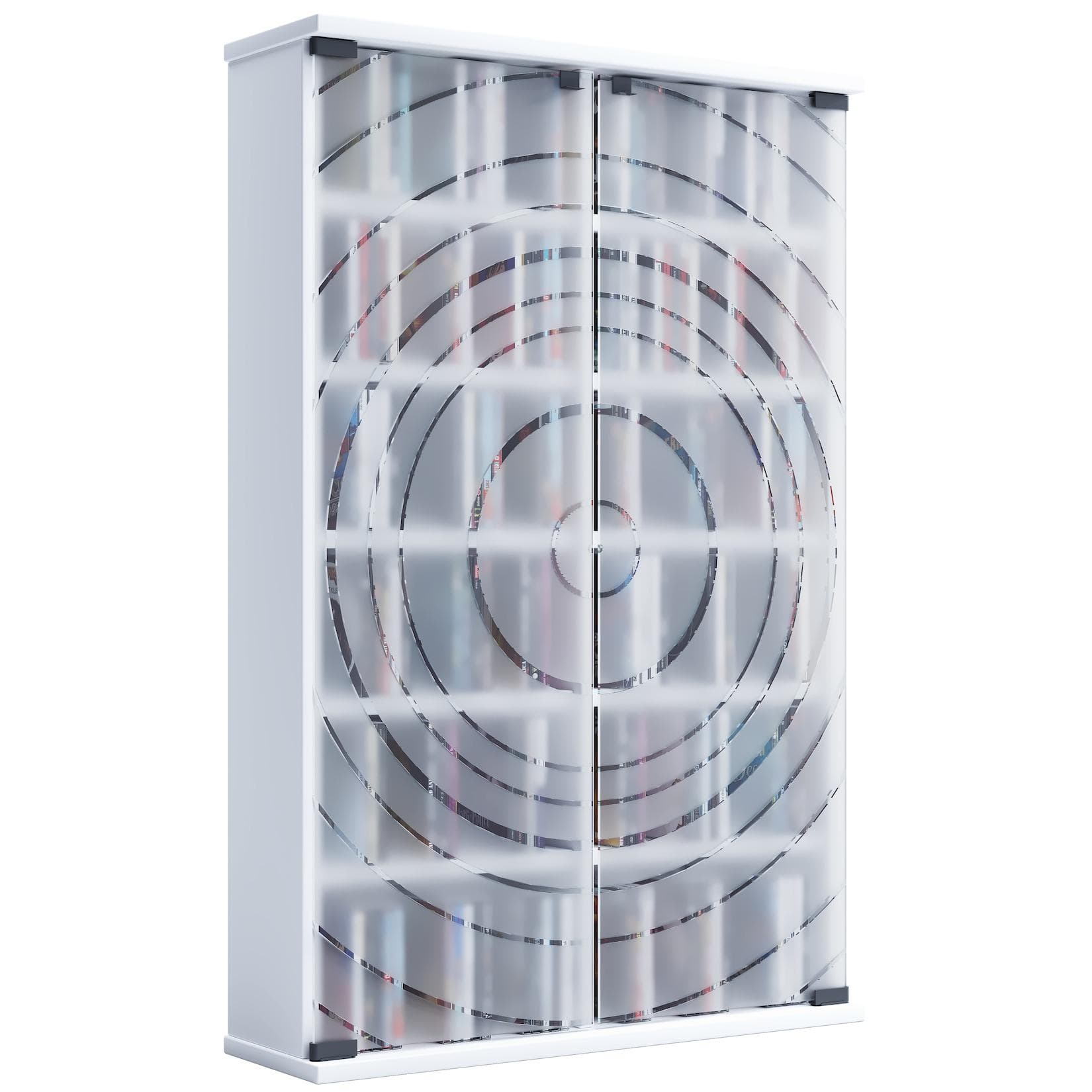 VCM Standregal Tilano L Weiß mit Glastür für CDs und DVDs
