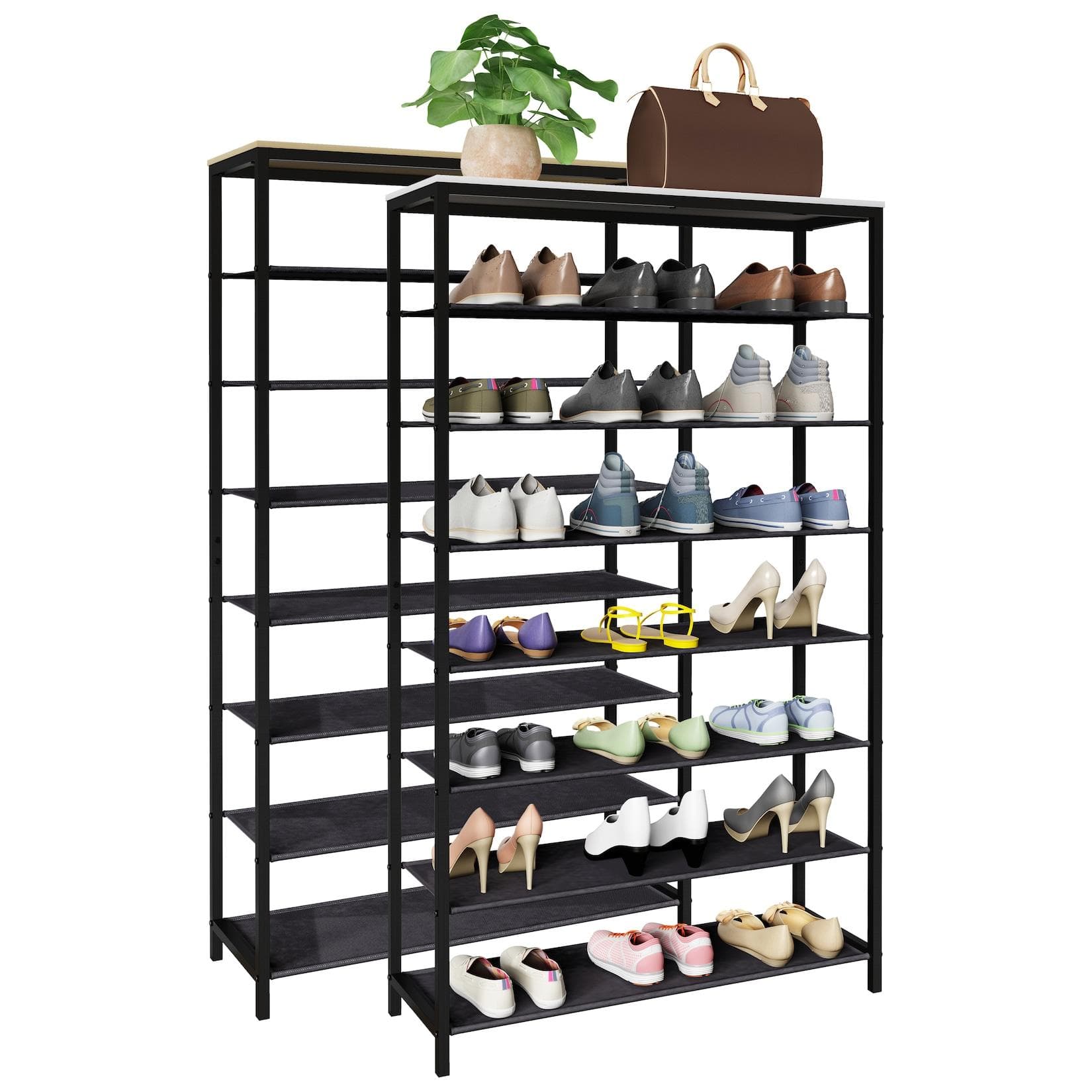 Metall-Schuhregal mit 7 Fächern - Holzdesign