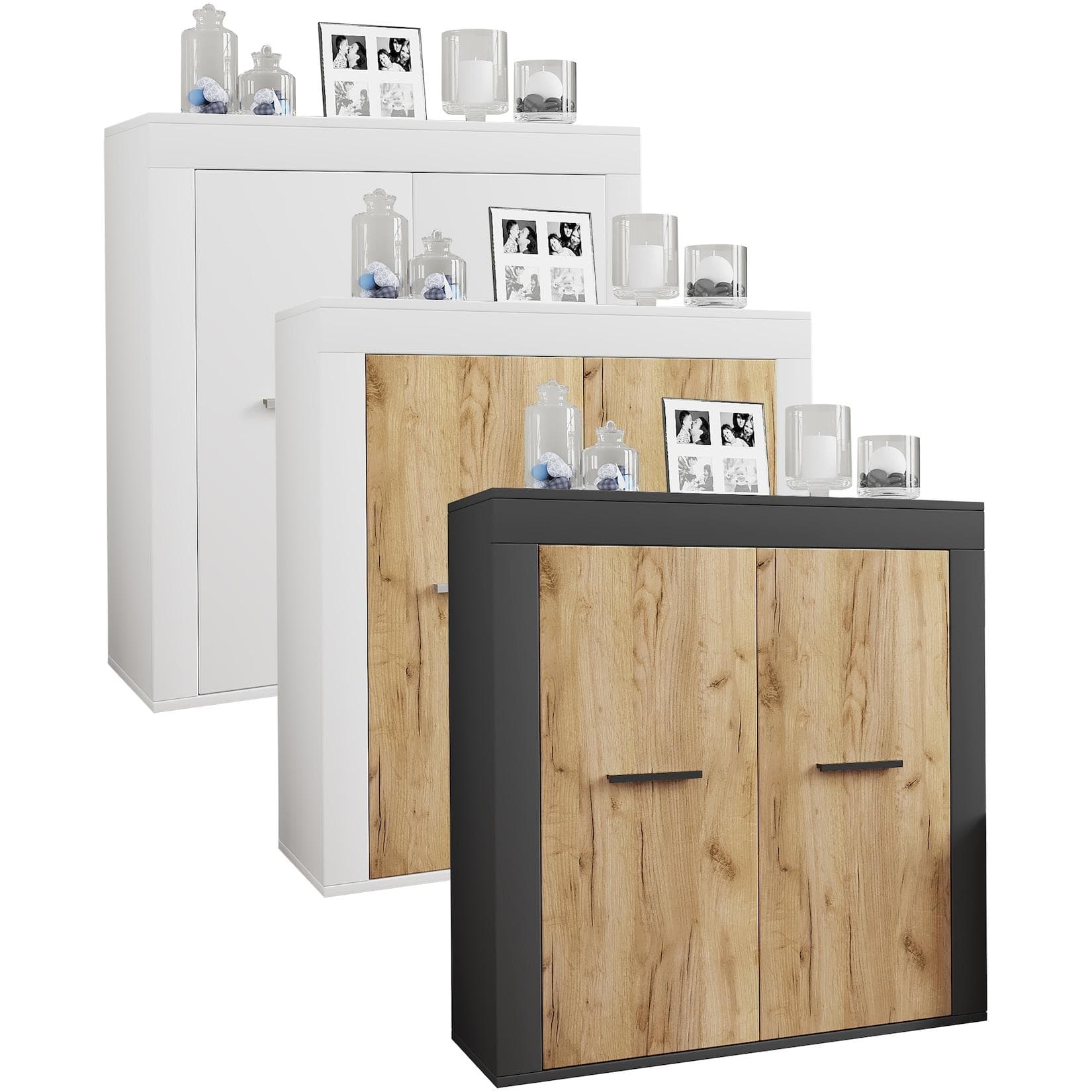 VCM Kommode Usilo Weiß 2 Drehtüren Sideboard