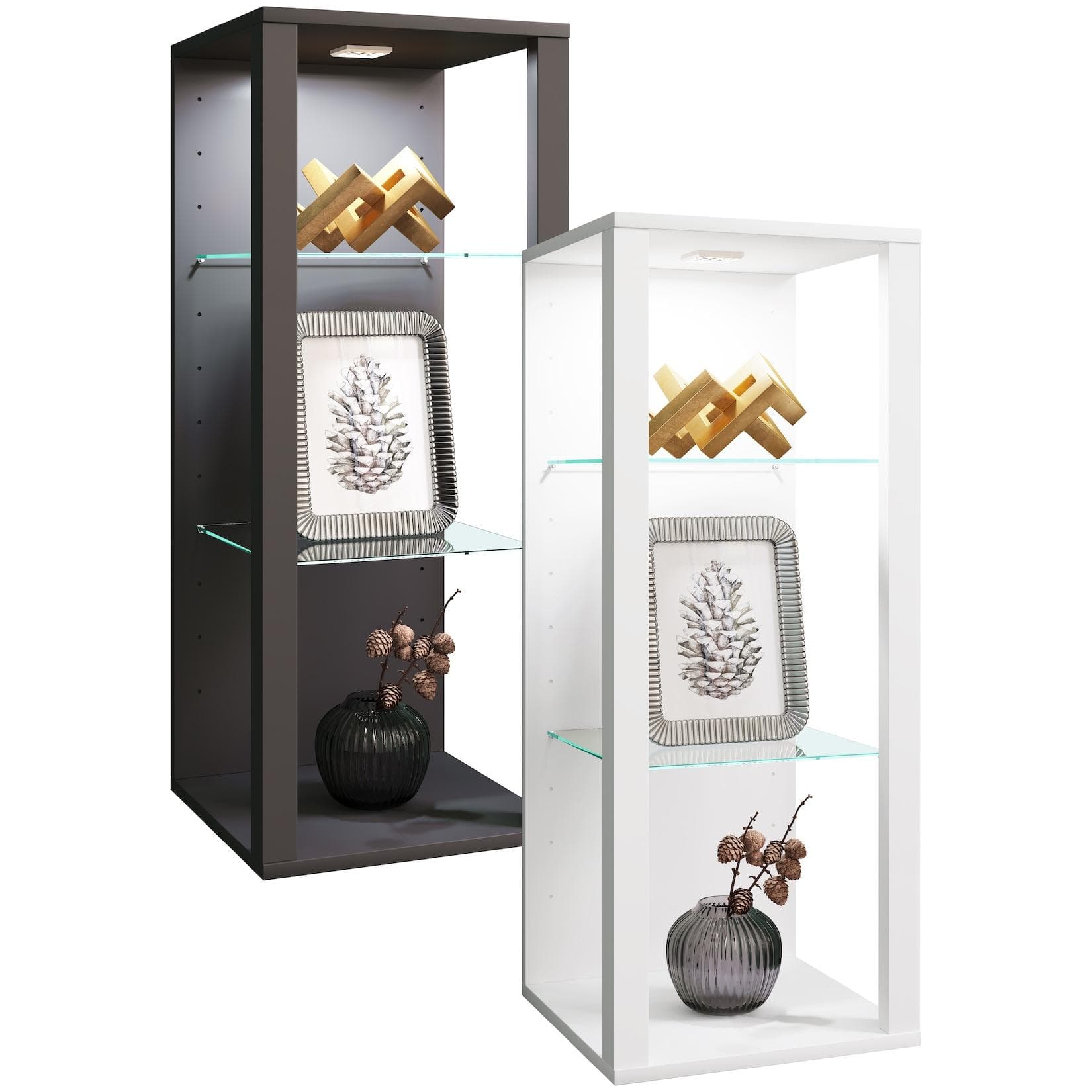 Holz-Glas Vitrine | Wandregal mit elegantem Design