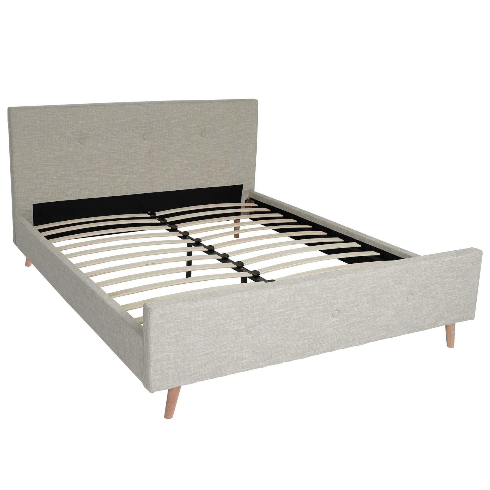 Polsterbett MCW-J98 Doppelbett Massivholz 160x200cm Creme-Beige