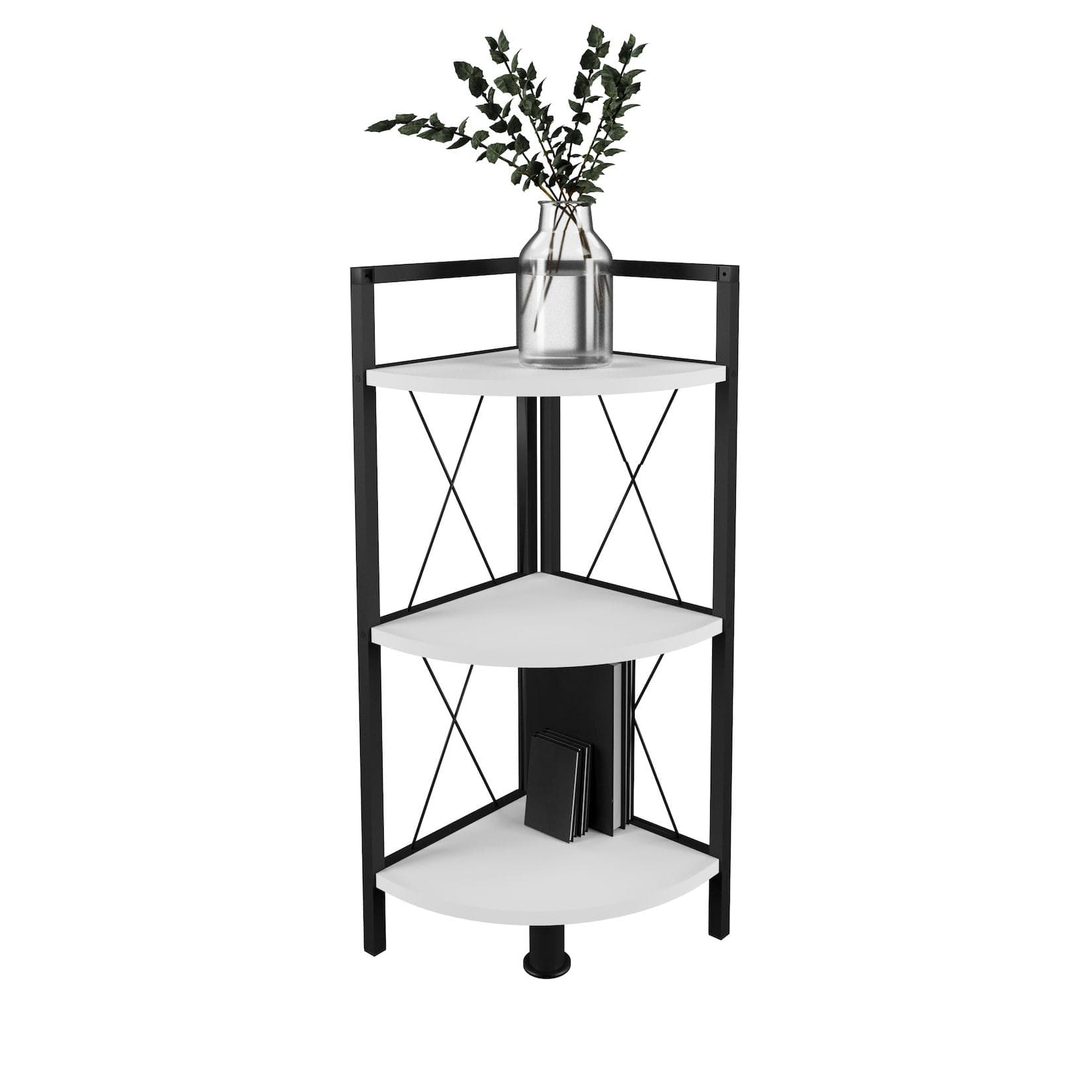 Eckregal aus Holz & Metall - 2-Fach Bücherregal