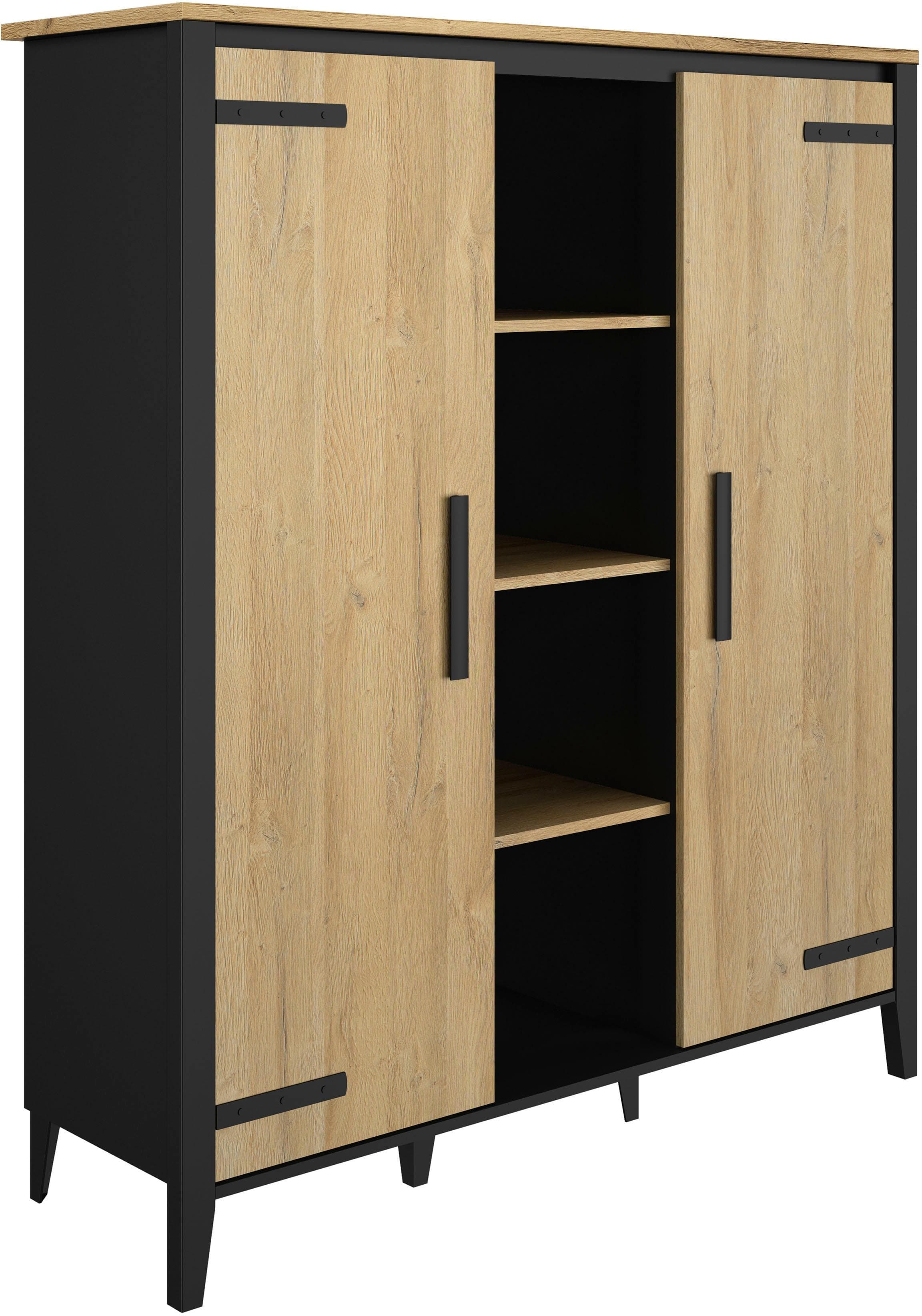 Buffet GAMI Cork Schwarz Goldeiche 136cm 160cm 2 Türen