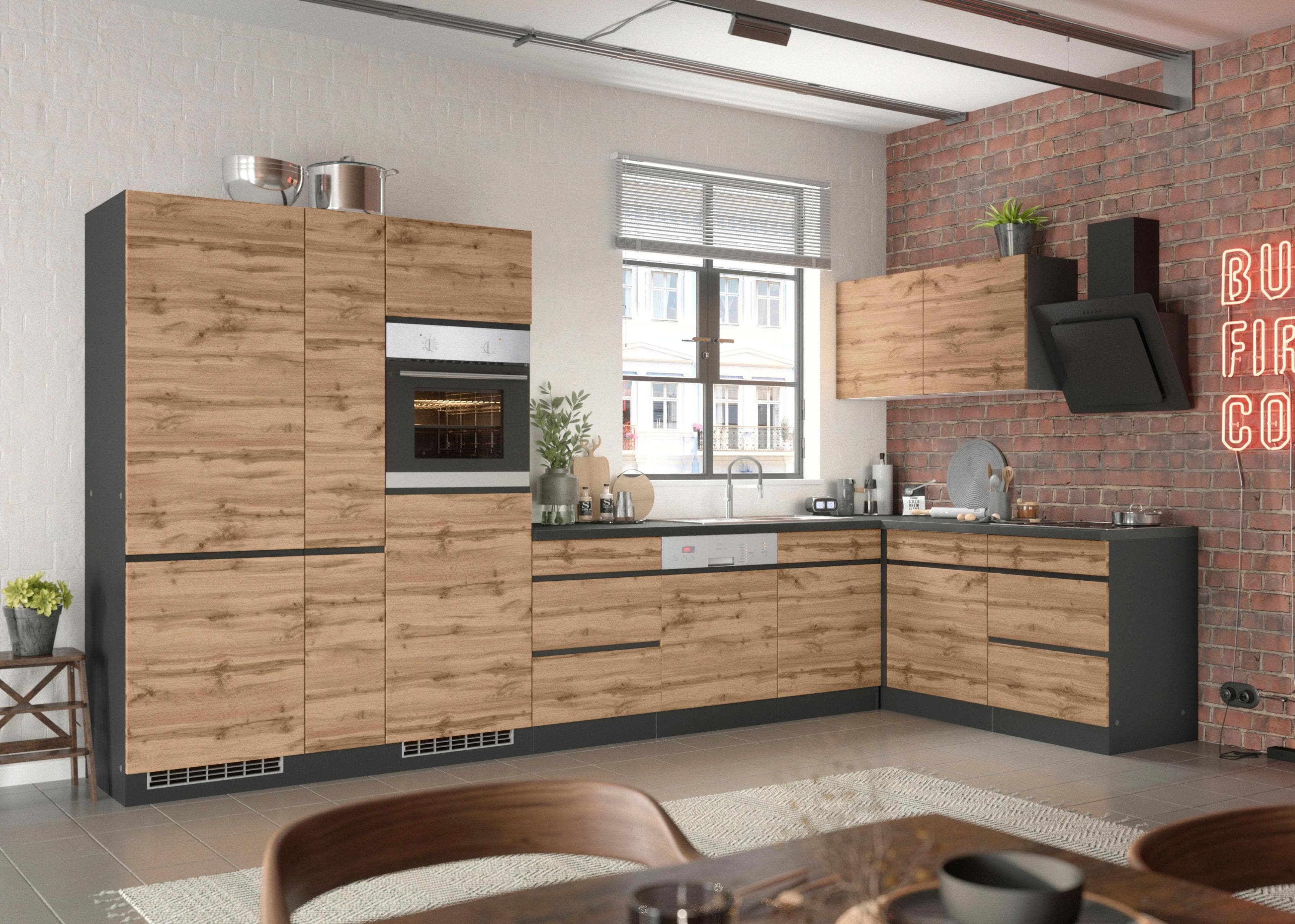 Moderne Winkelküche mit Stellplatz