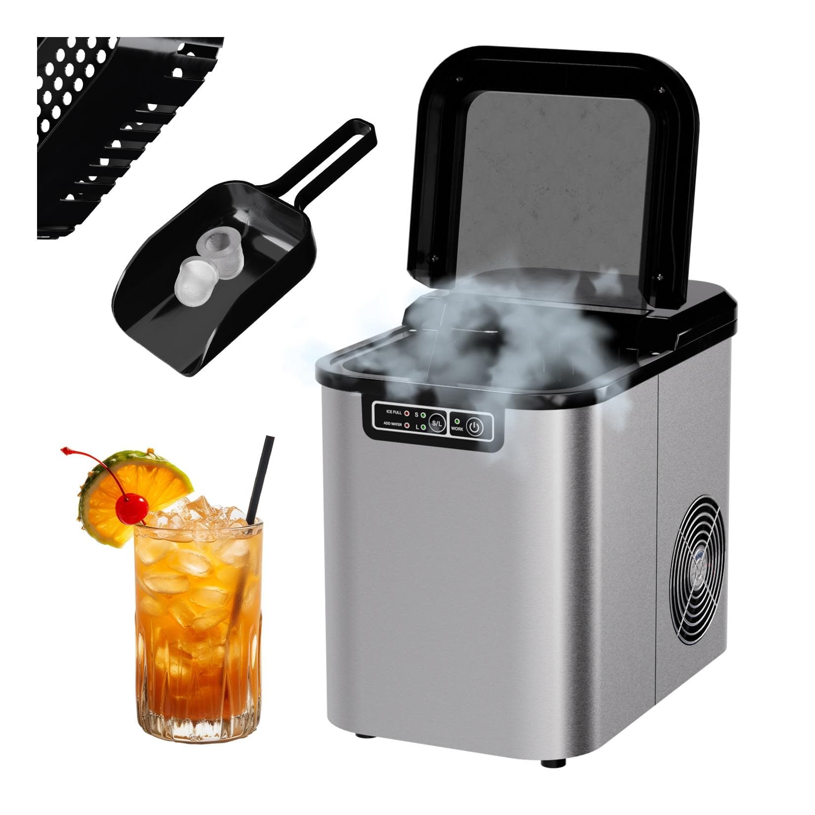 TroniTechnik Eiswürfelmaschine Ice Maker 12kg/24h 2,2 Liter Wassertank