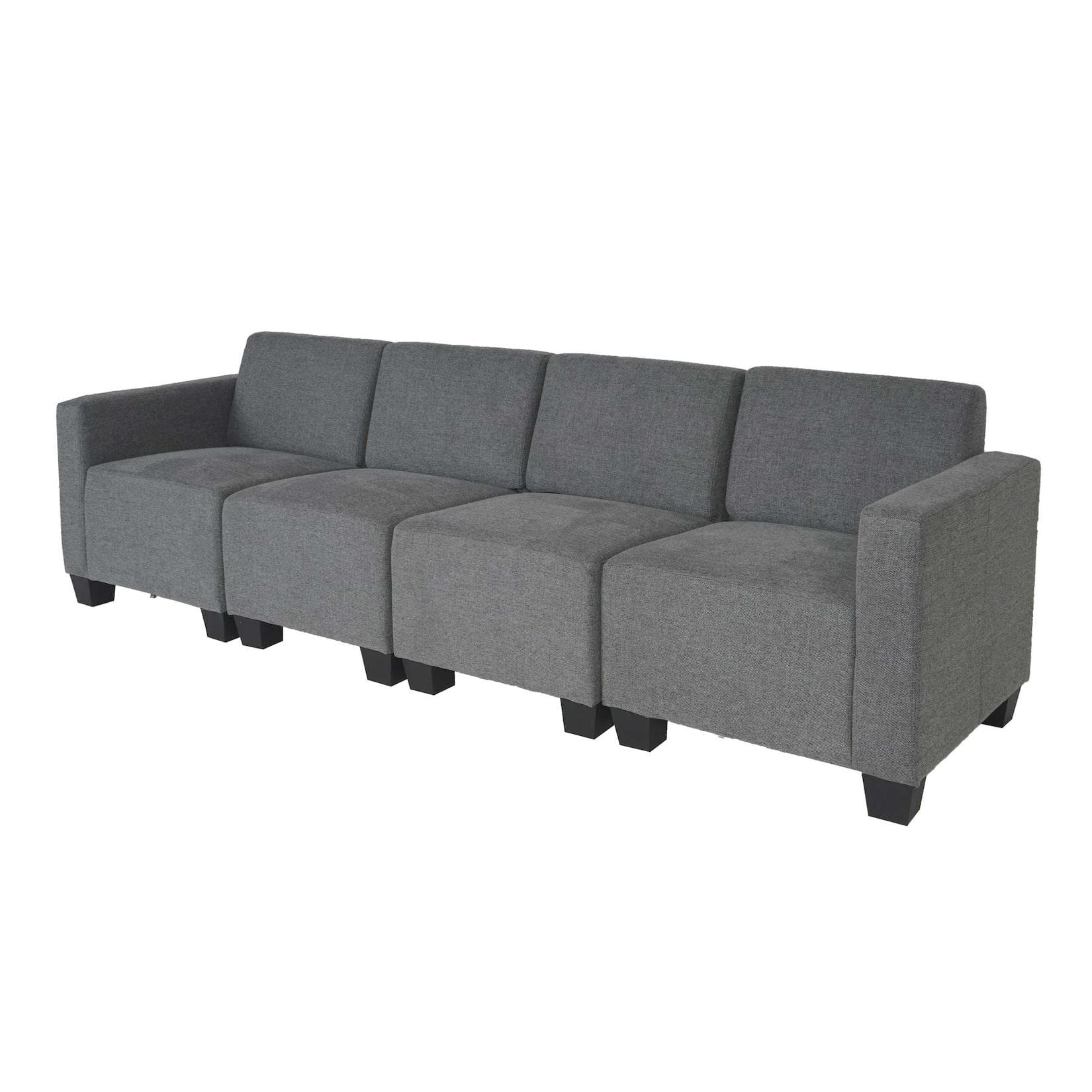 Modular 4-Sitzer Sofa Couch Moncalieri Stoff/Grau