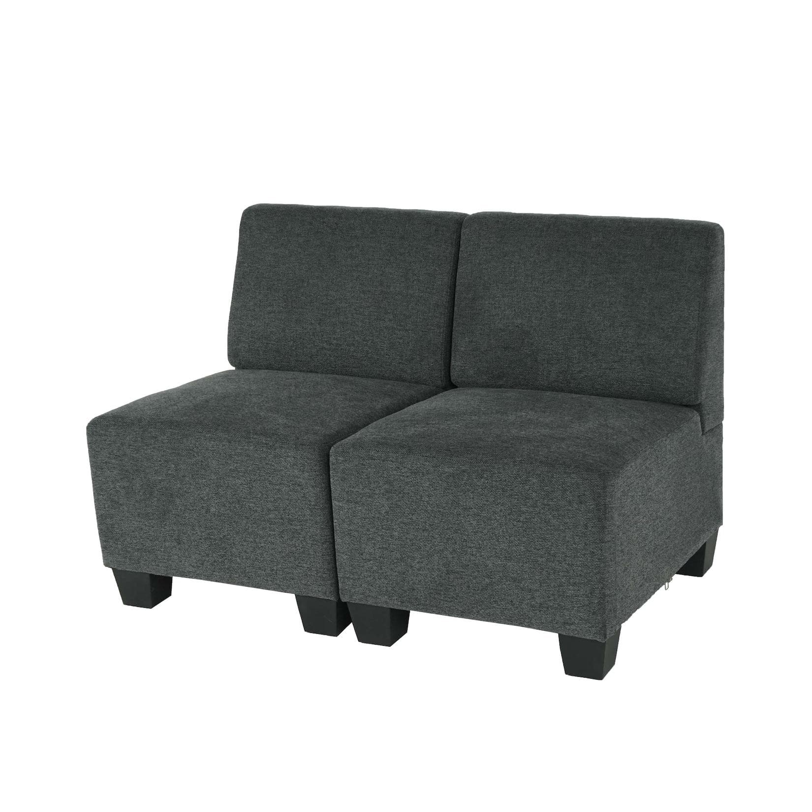 MCW Modular 2-Sitzer Sofa Couch Moncalieri Stoff Anthrazit-grau Ohne Armlehnen