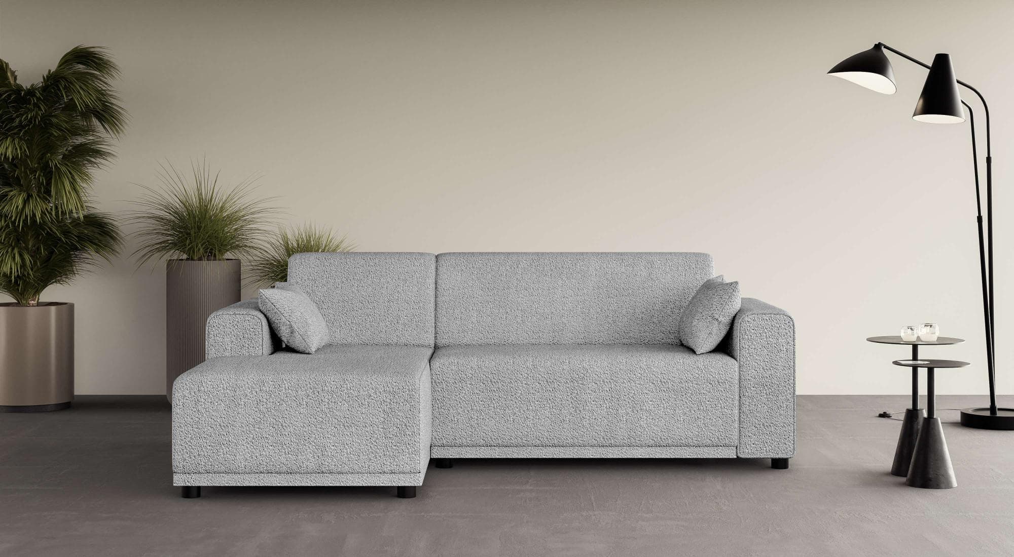 HOME AFFAIRE Ecksofa TAMMO Hellgrau mit Recamiere