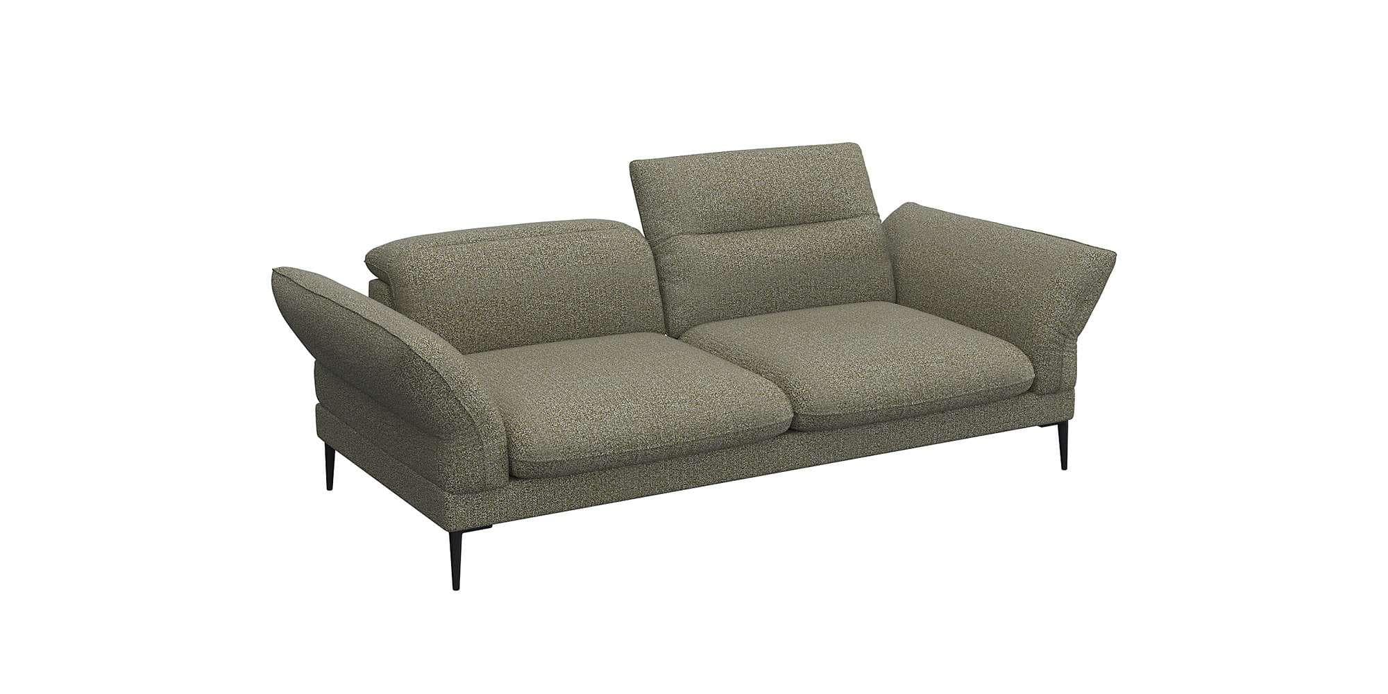 FLEXLUX Salino 2,5-Sitzer Funktionssofa Grün mit Verstellfunktion