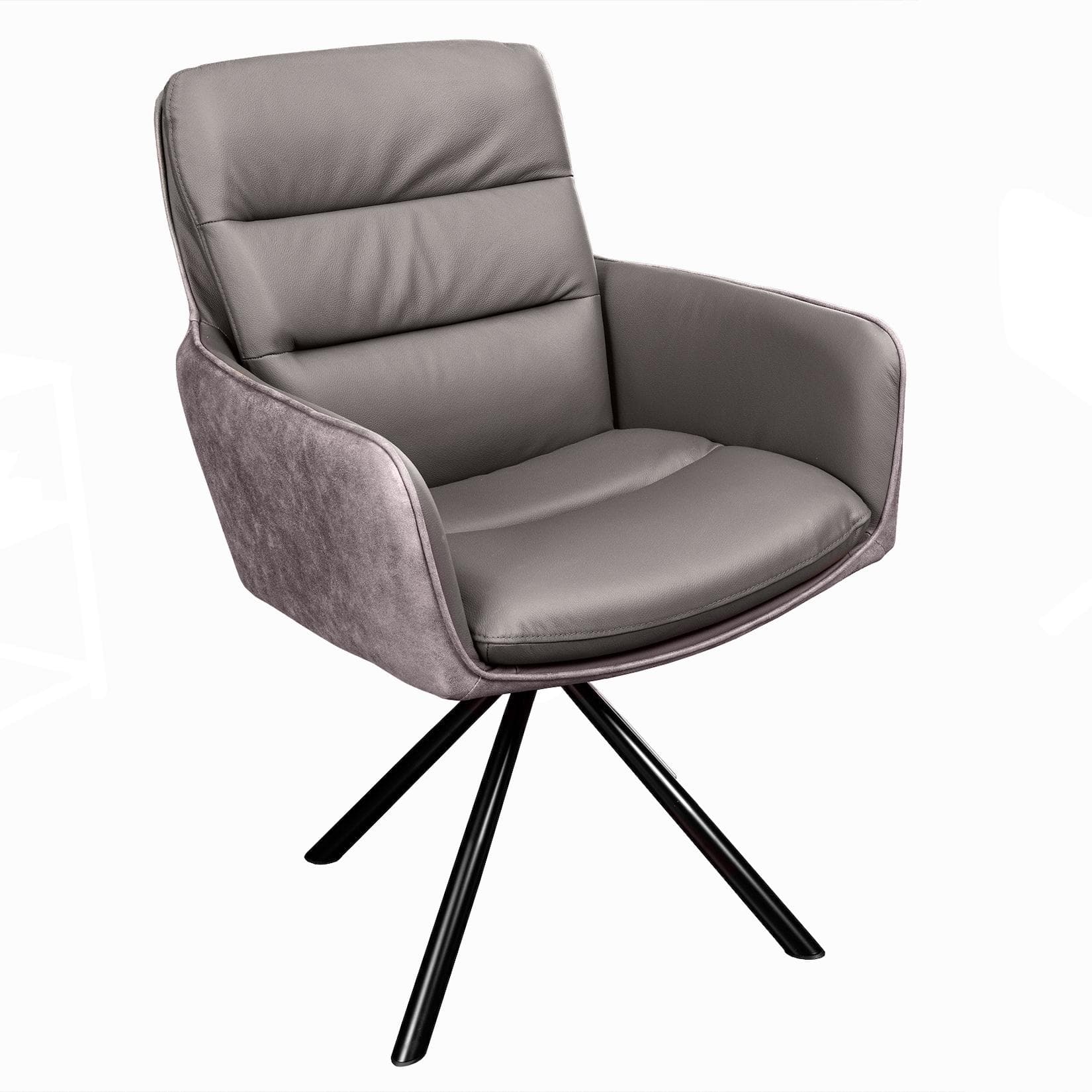 riess-ambiente Polsterstuhl BIG GEORGE Taupe/Schwarz Echtleder