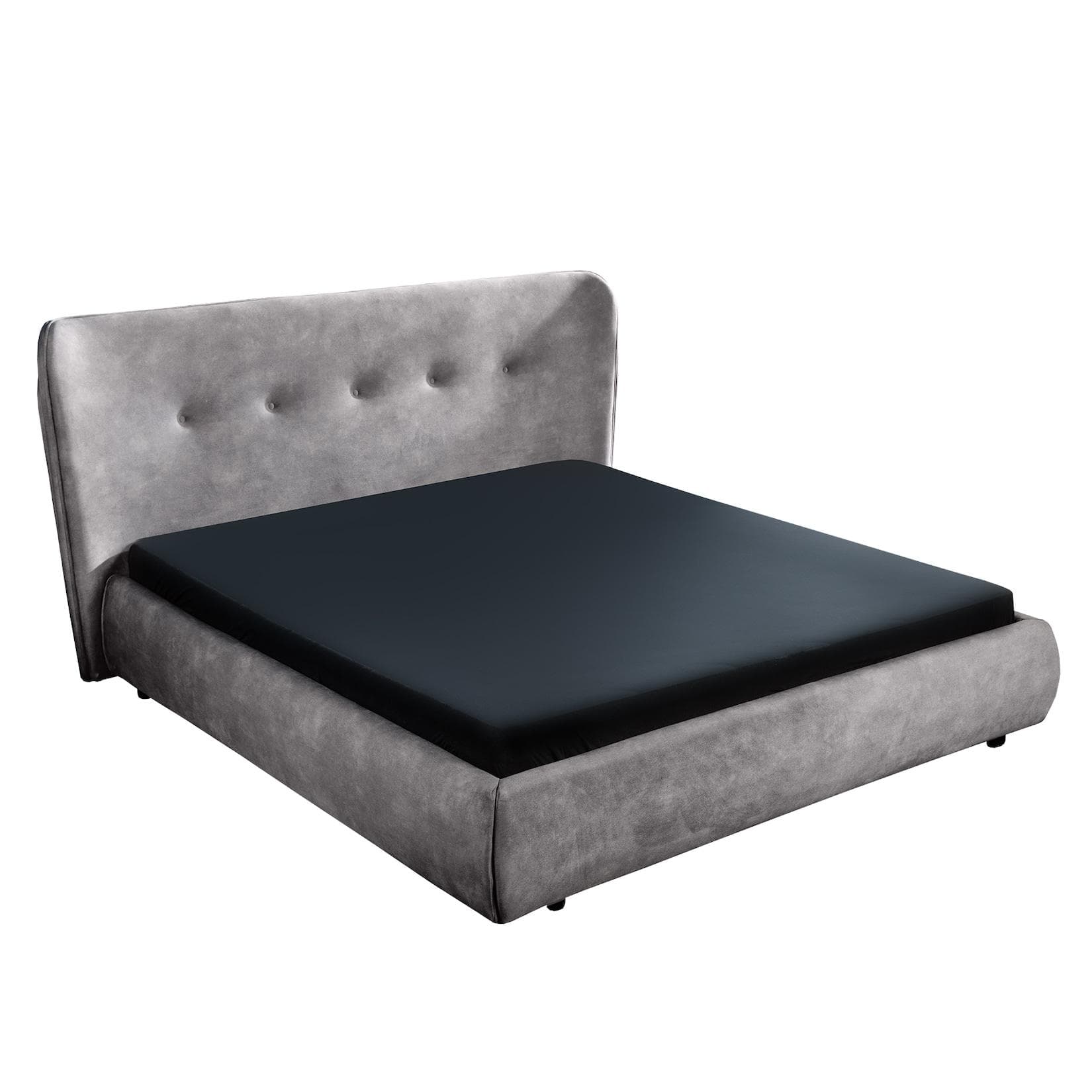 Riess Ambiente Doppelbett FLORENZ 180x200cm Grau Samt Kingsize Polsterbett