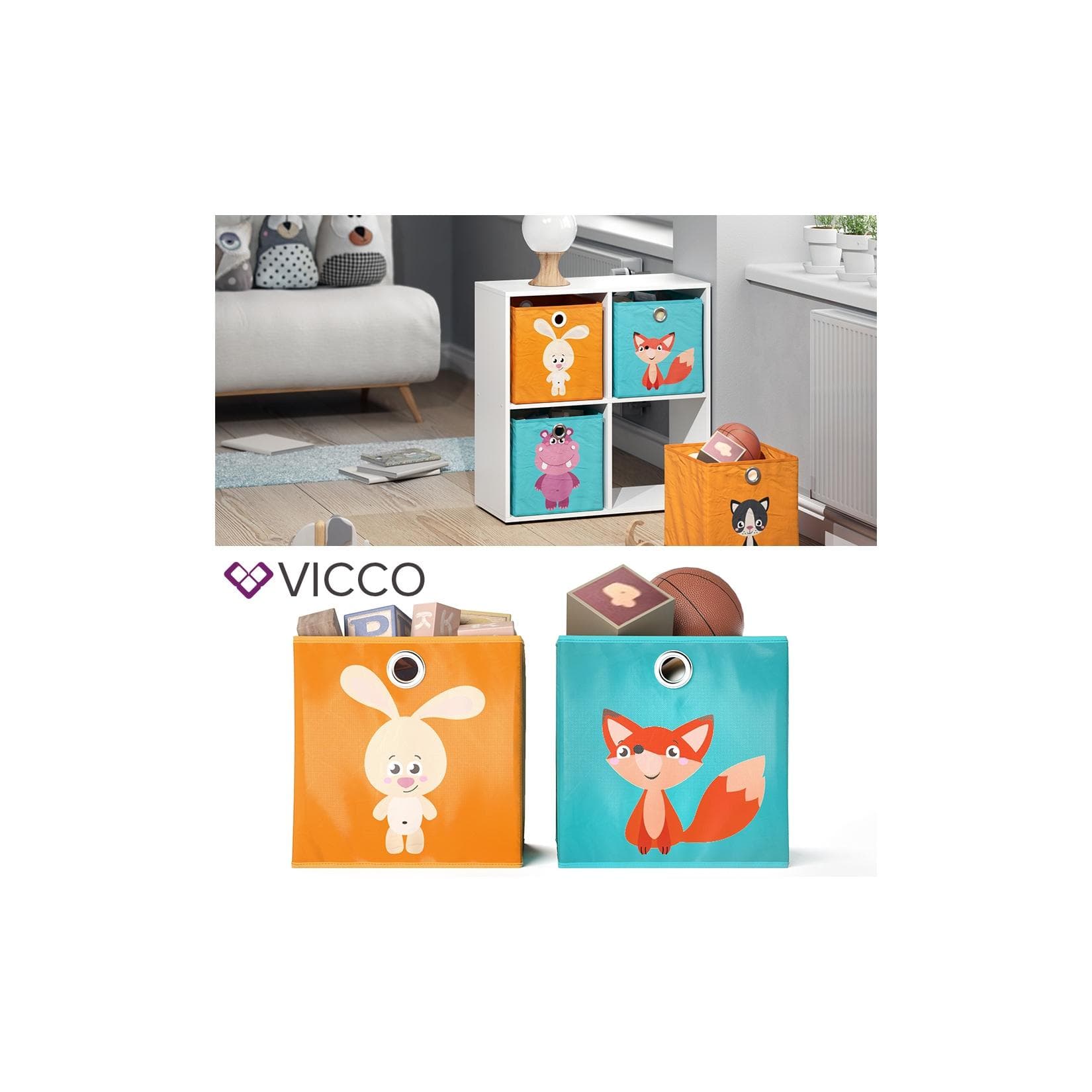 VICCO Faltbox 2er Set Orange/Blau Aufbewahrungsbox Kinderzimmer