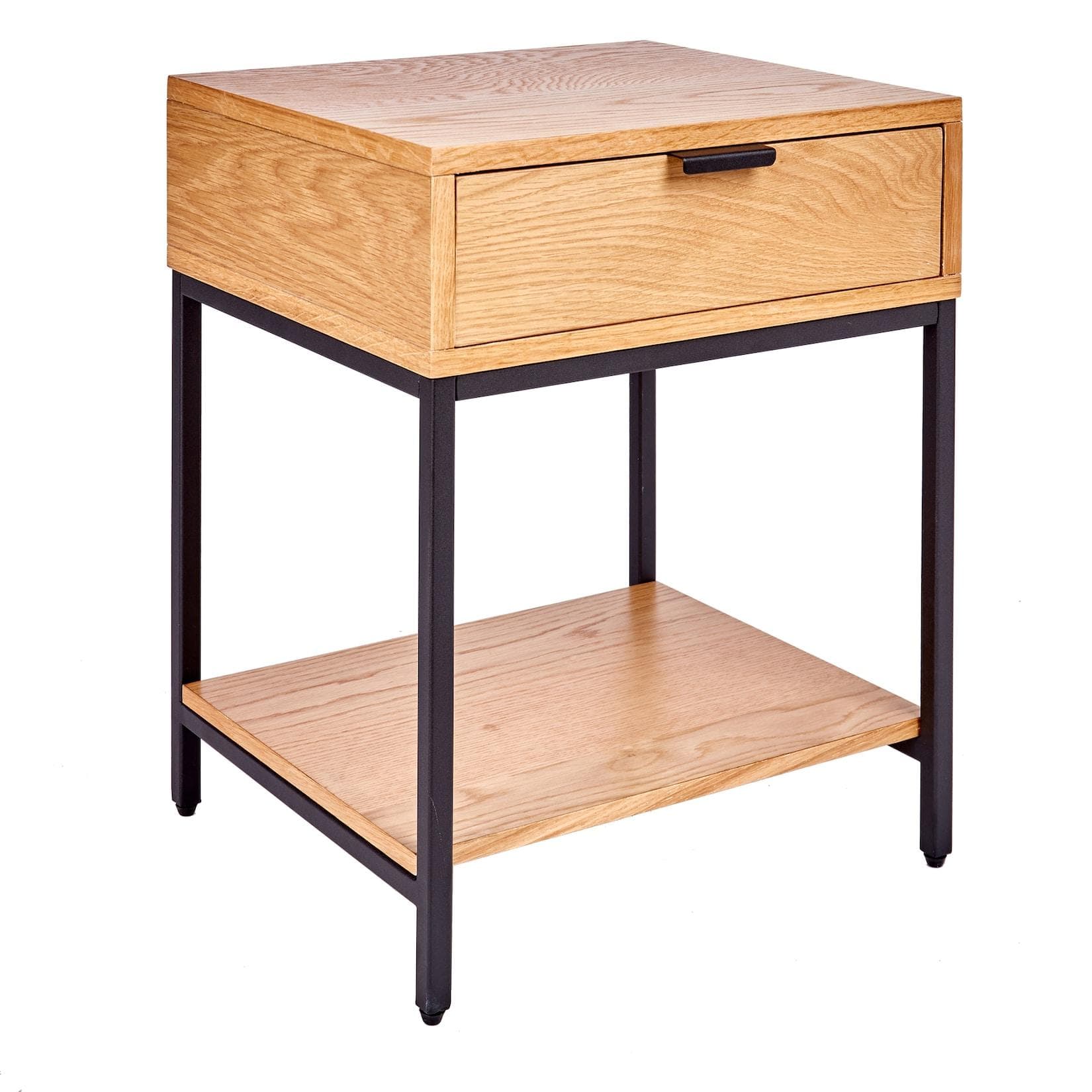 Industrial Nachttisch mit Schublade - Eichen-Design & Metall