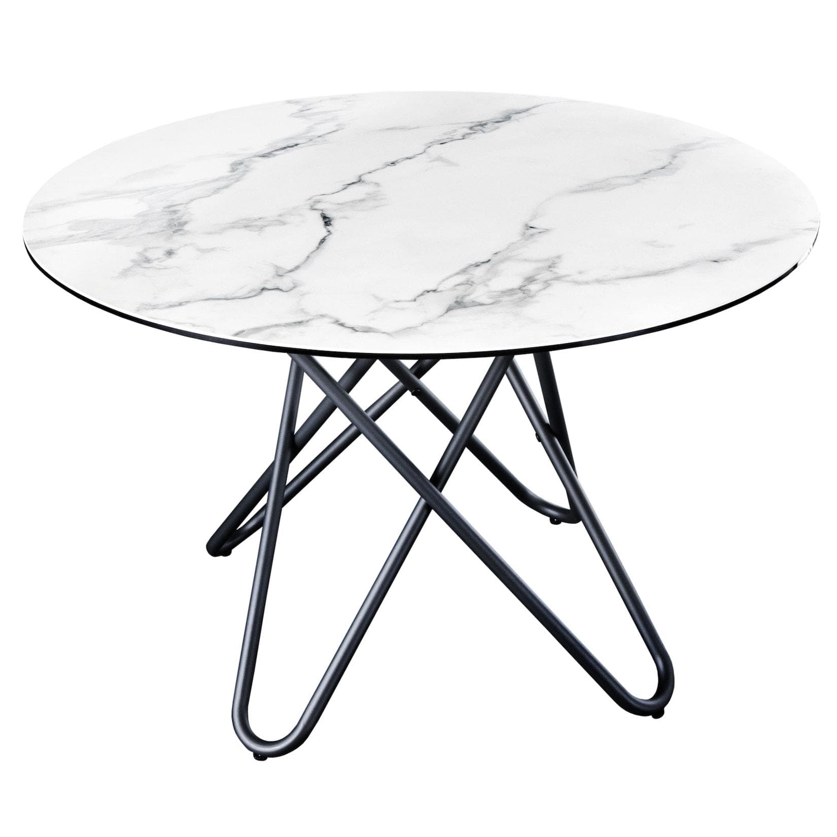 Runder Esstisch aus Keramik und Metall - Industrial Design