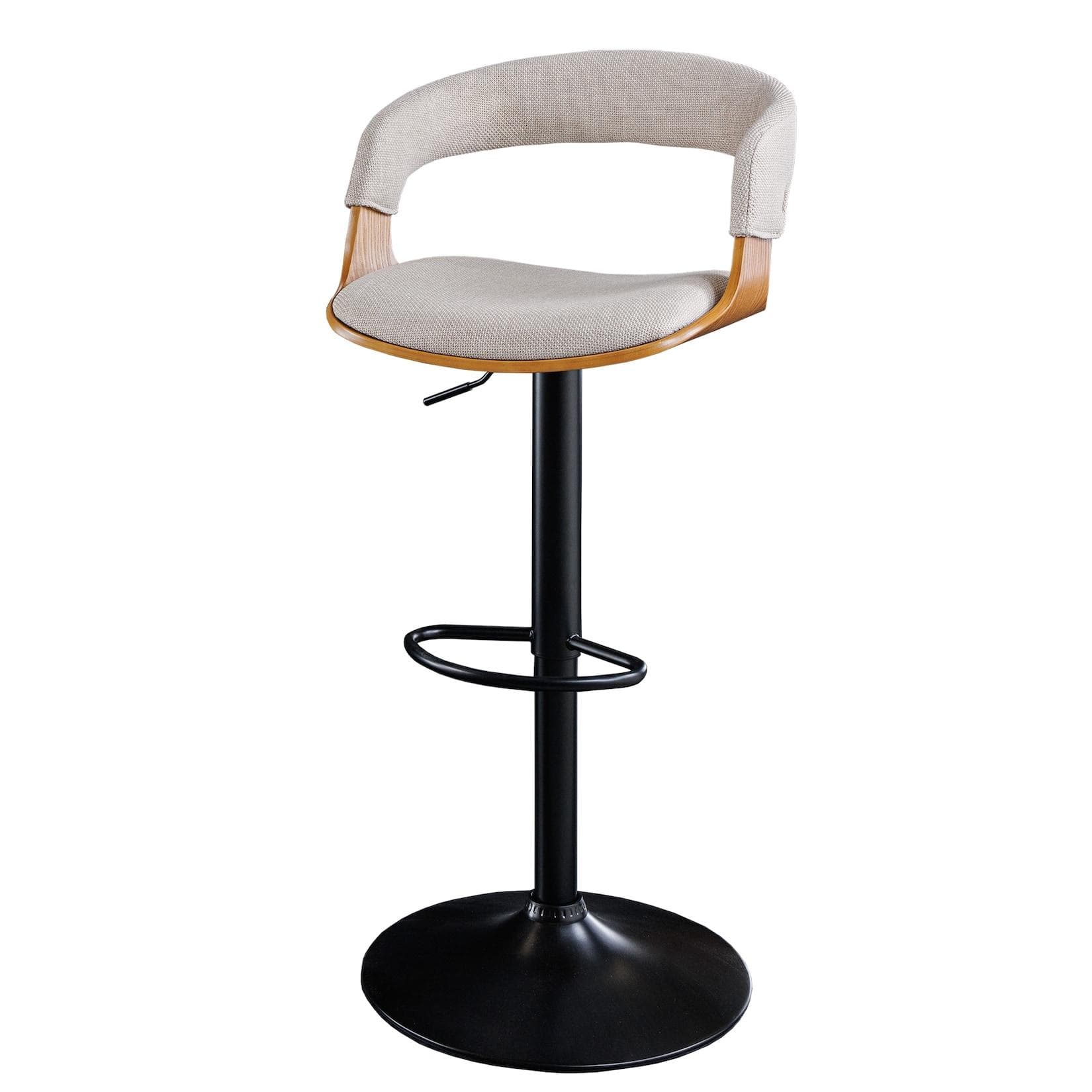 Höhenverstellbarer Barhocker MANHATTAN in Beige / Schwarz - Drehfunktion & Lehne