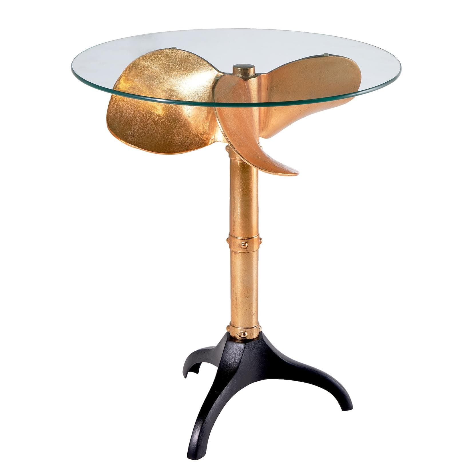 Riess Ambiente Beistelltisch OCEAN Handgefertigt Glas Metall Gold Schwarz