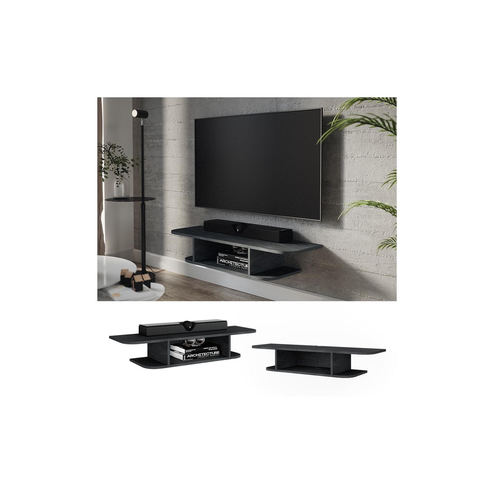 Vicco CD-Regal Lorio Schwarz Beton Offene Fächer