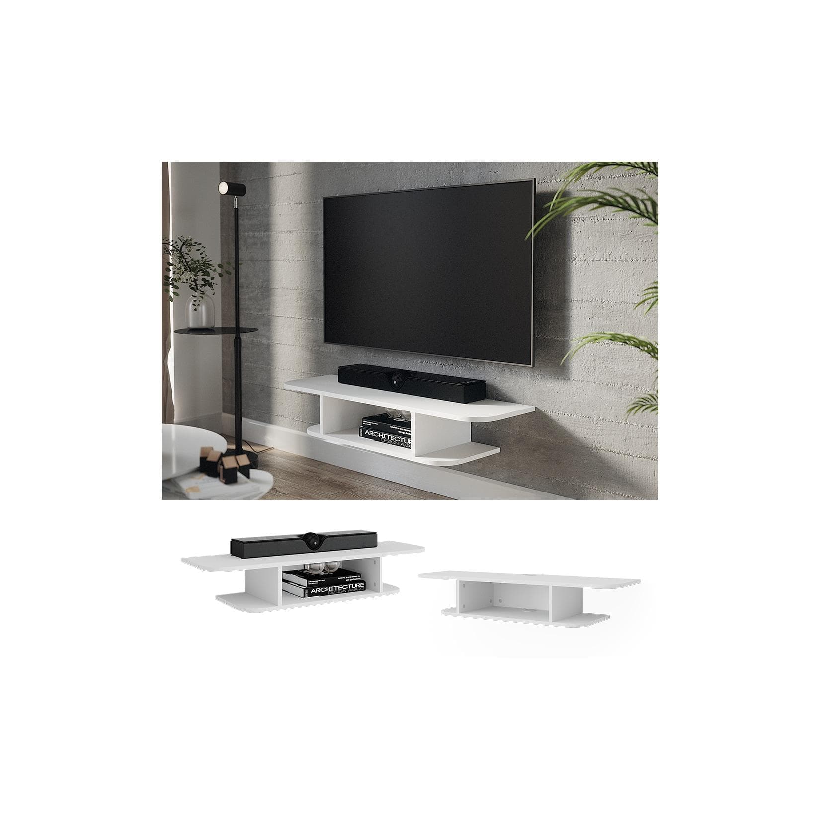 Offenes Lowboard Weiß mit Fächern