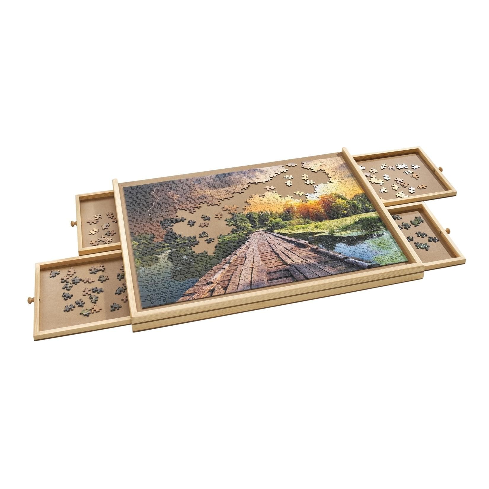 HTI-Living Holzbrett Puzzlebrett mit Auszügen 1000er Braun
