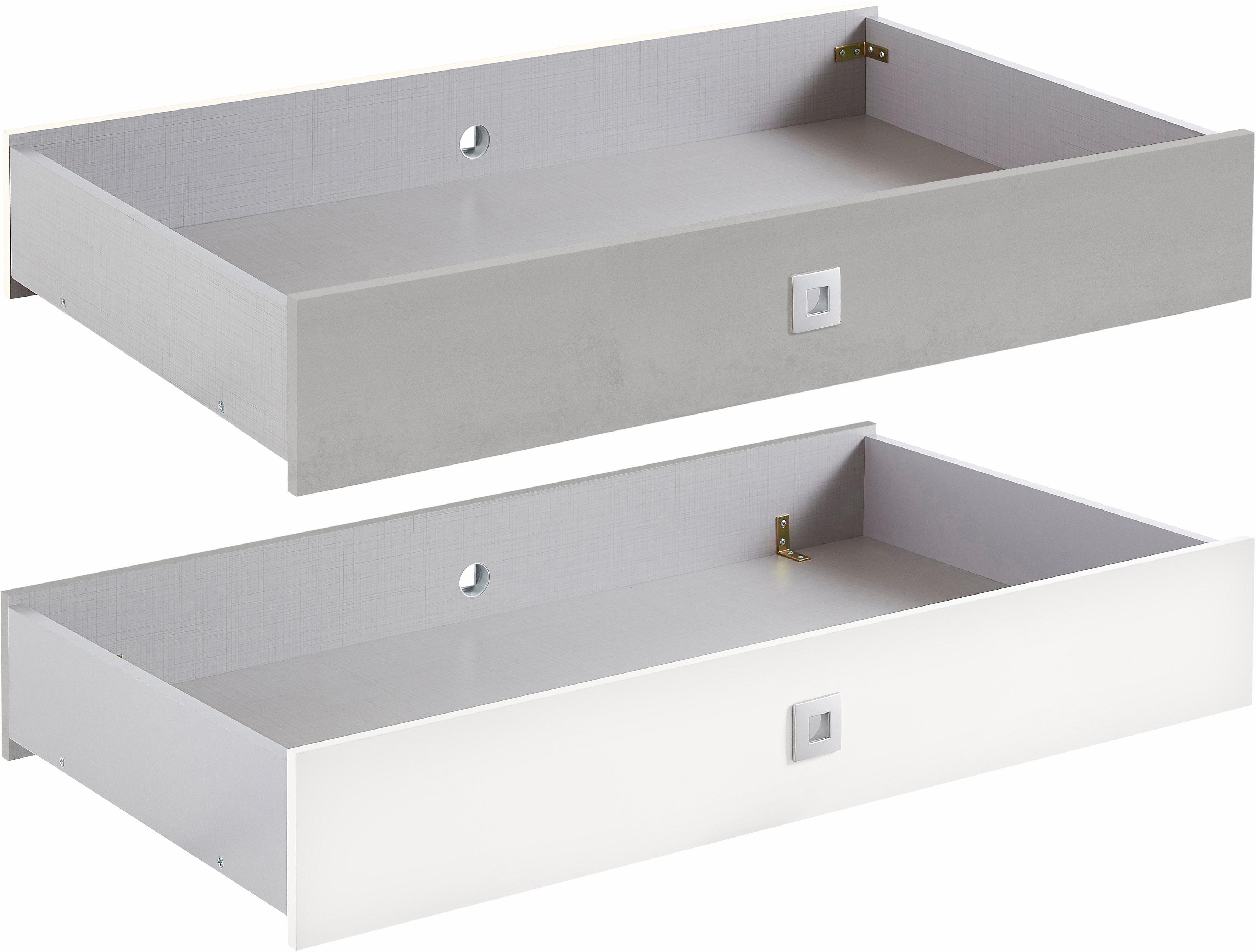 Bettschubkasten mit Zusatzstauraum - Weiß & Betonoptik