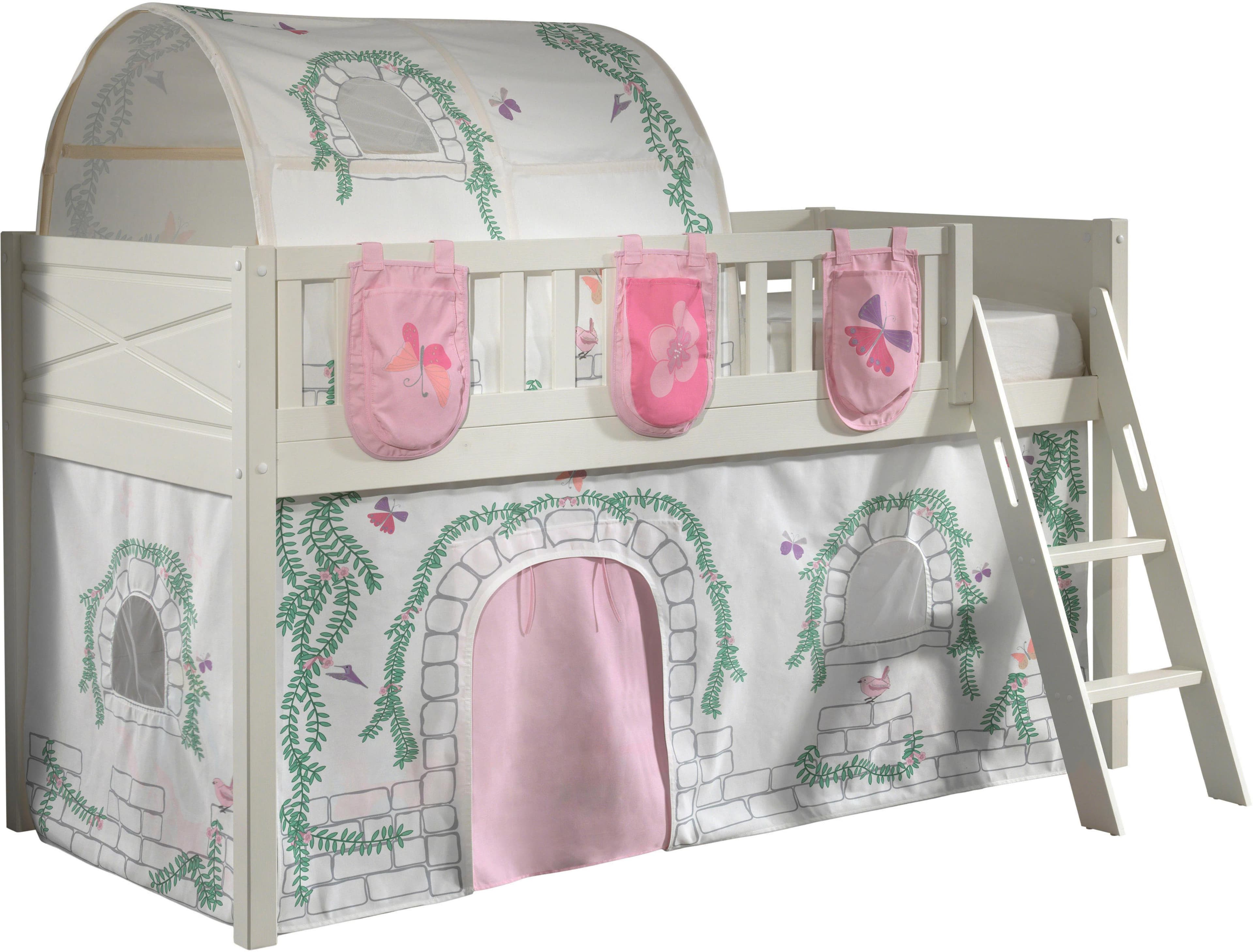 Vipack Hochbett Scott Weiß mit Textilset und Tunnel