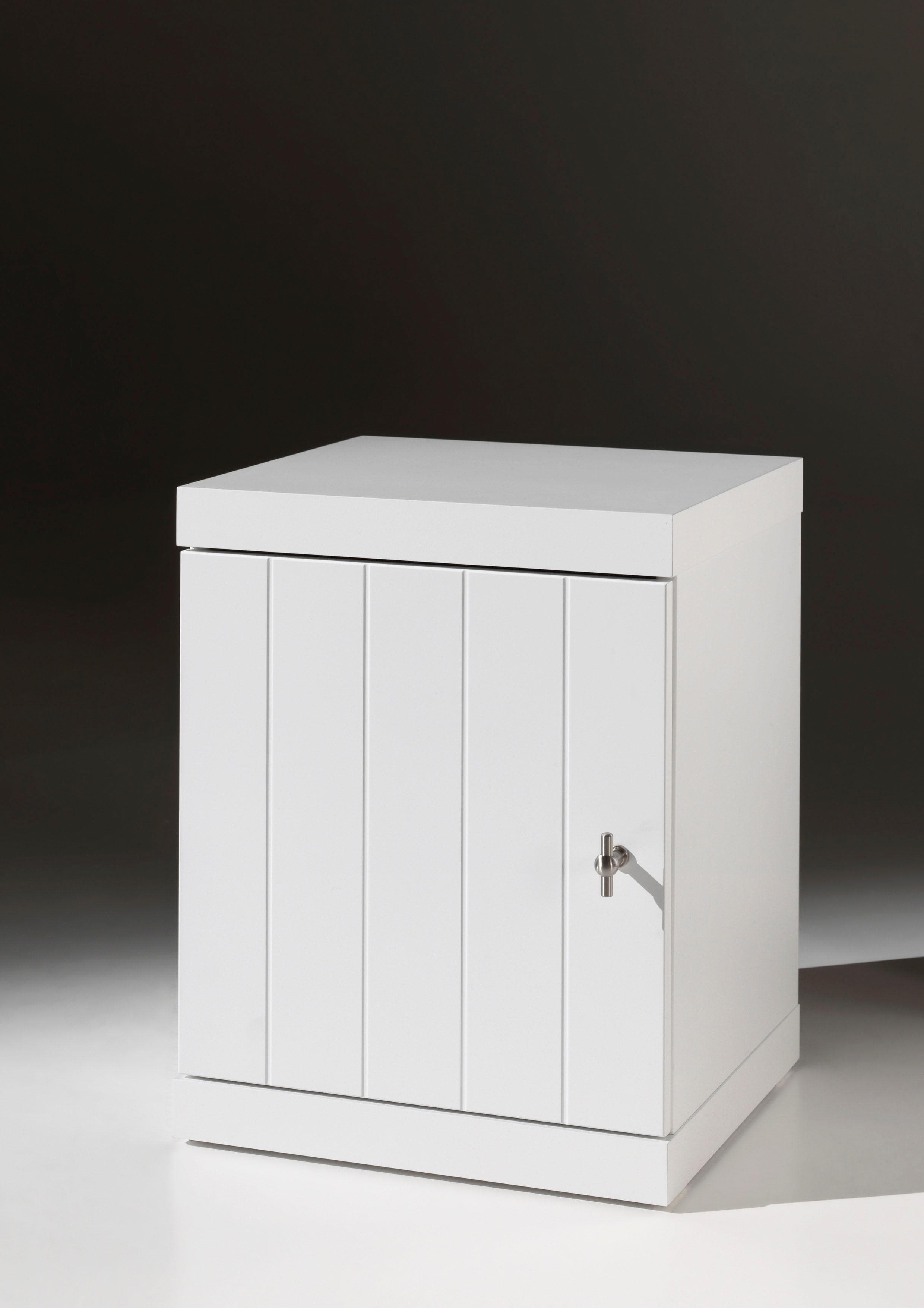 Weiße Nachtkonsole aus MDF mit Drehtür