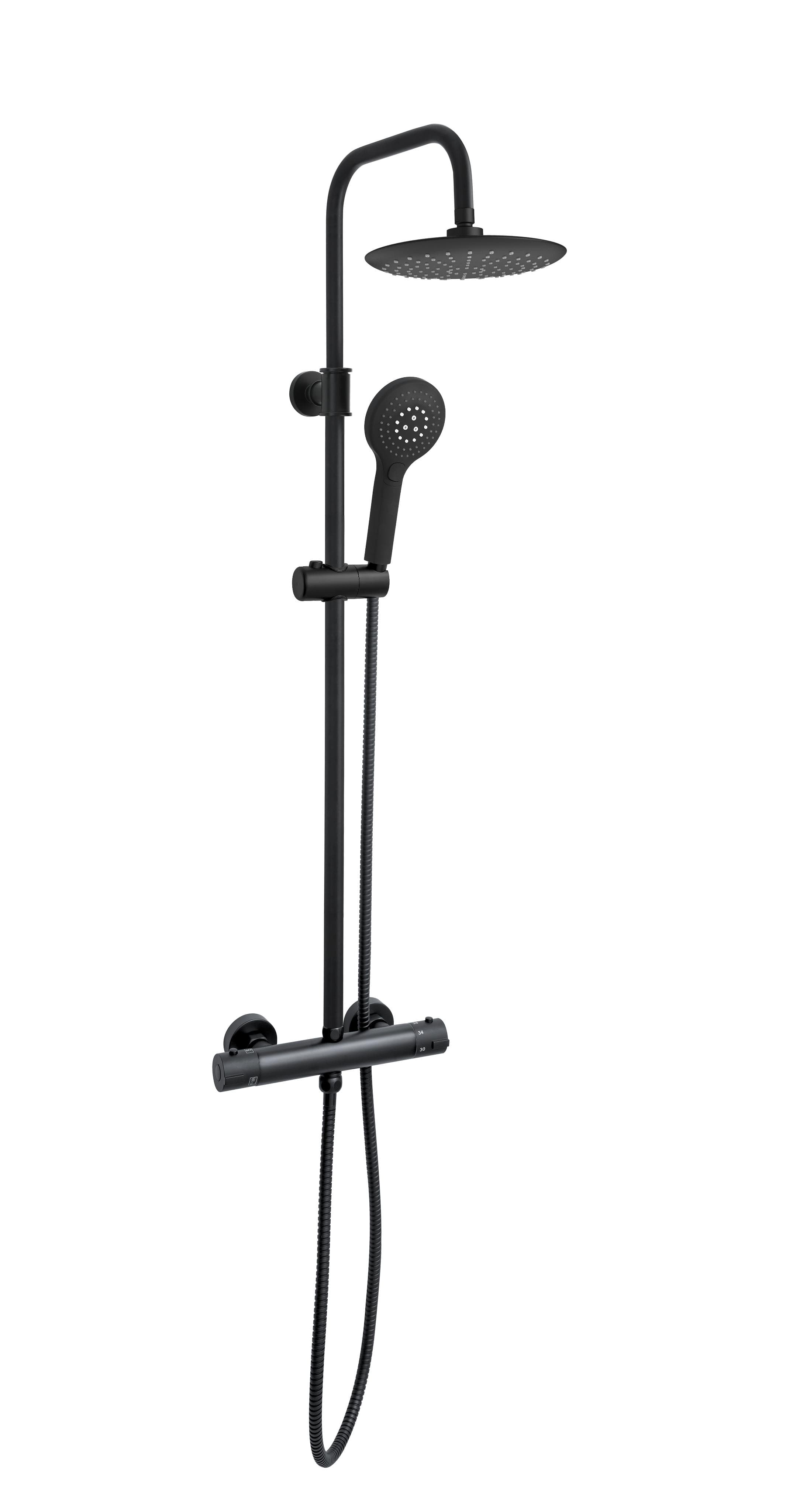 Duschsäule mit Thermostat Schwarz Wellness-Brausekopf