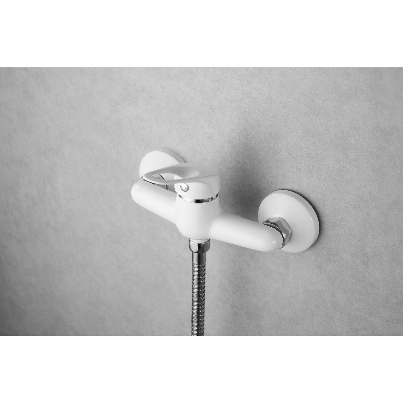 Vereg Duscharmatur Athen Einhebel Brausearmatur, Badarmatur Hochdruck Aufputz, weiß/chrom, 8068